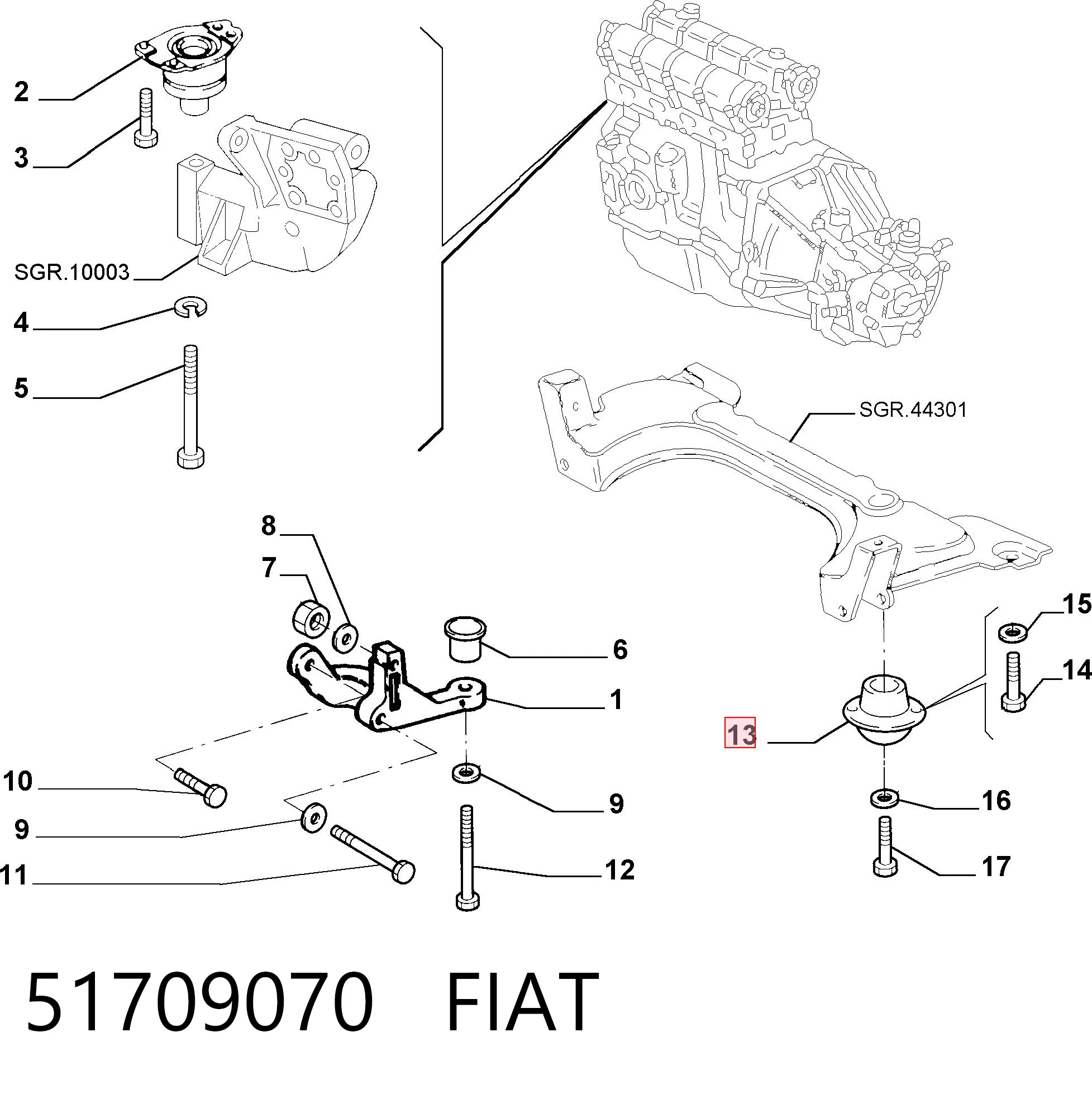 FIEM062 Polcar Coxim (suporte) dianteiro de motor