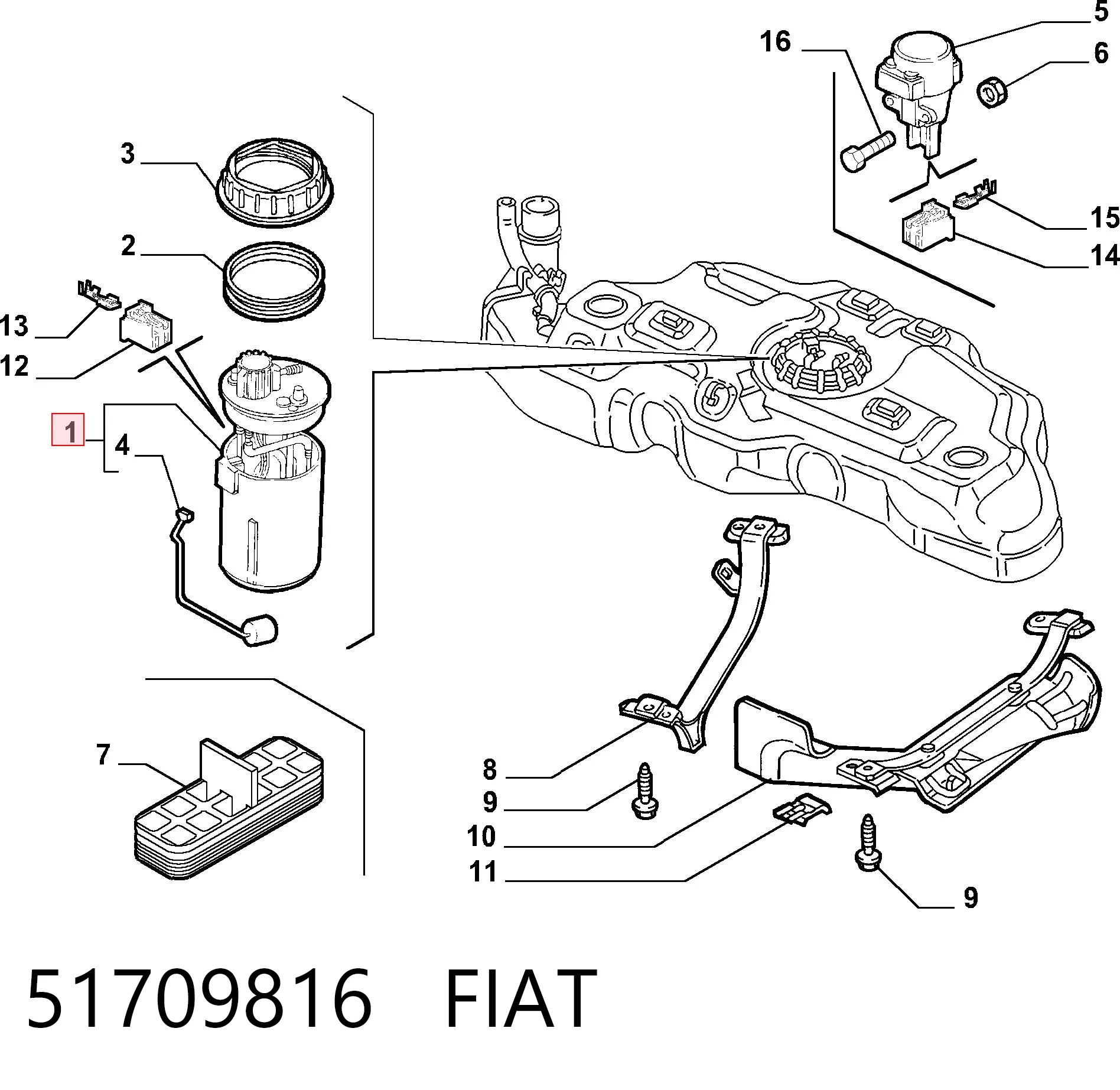 51709816 Fiat/Alfa/Lancia Módulo de bomba de combustível com sensor do nível de combustível
