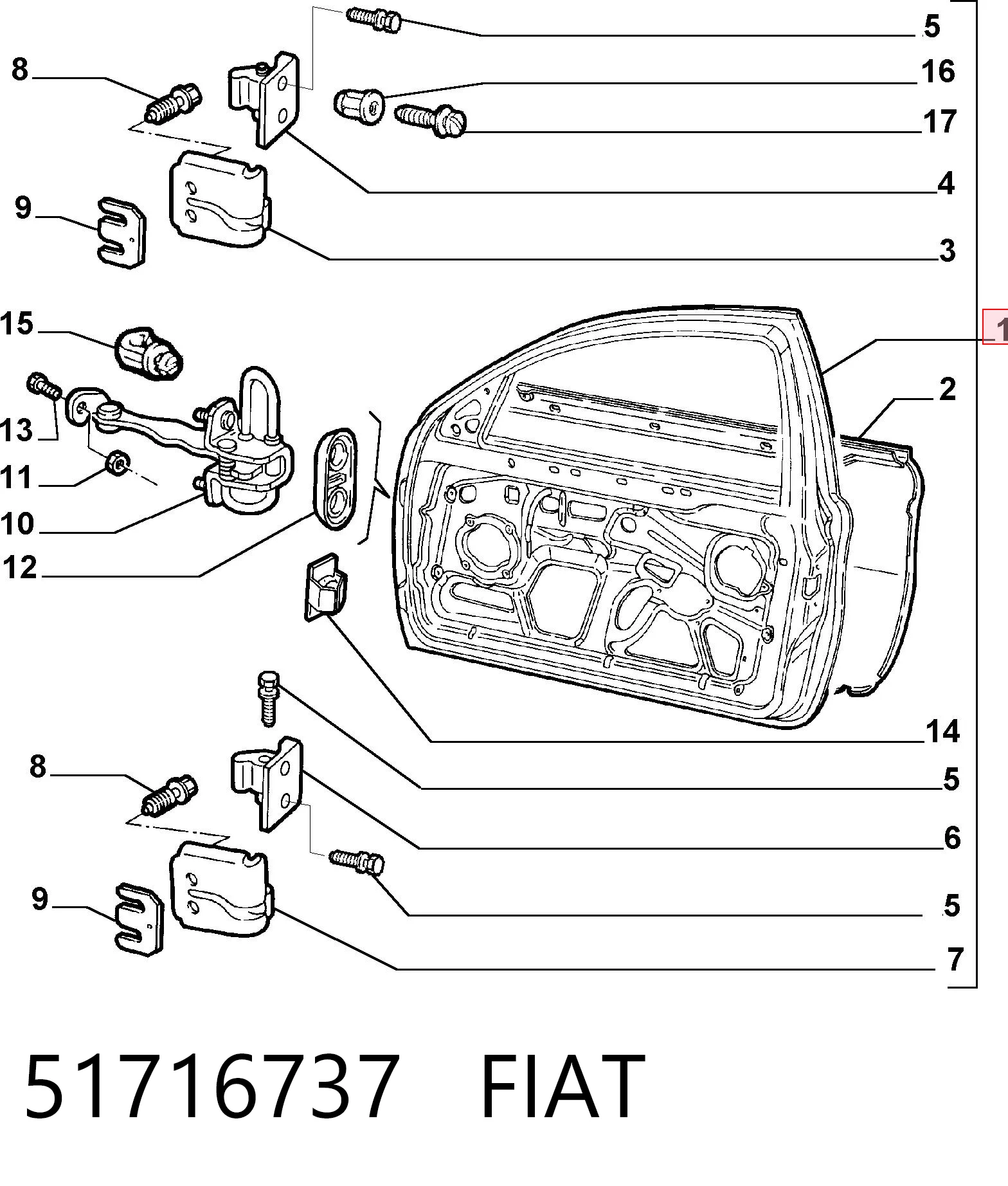 Porta dianteira esquerda para Alfa Romeo 147  937
