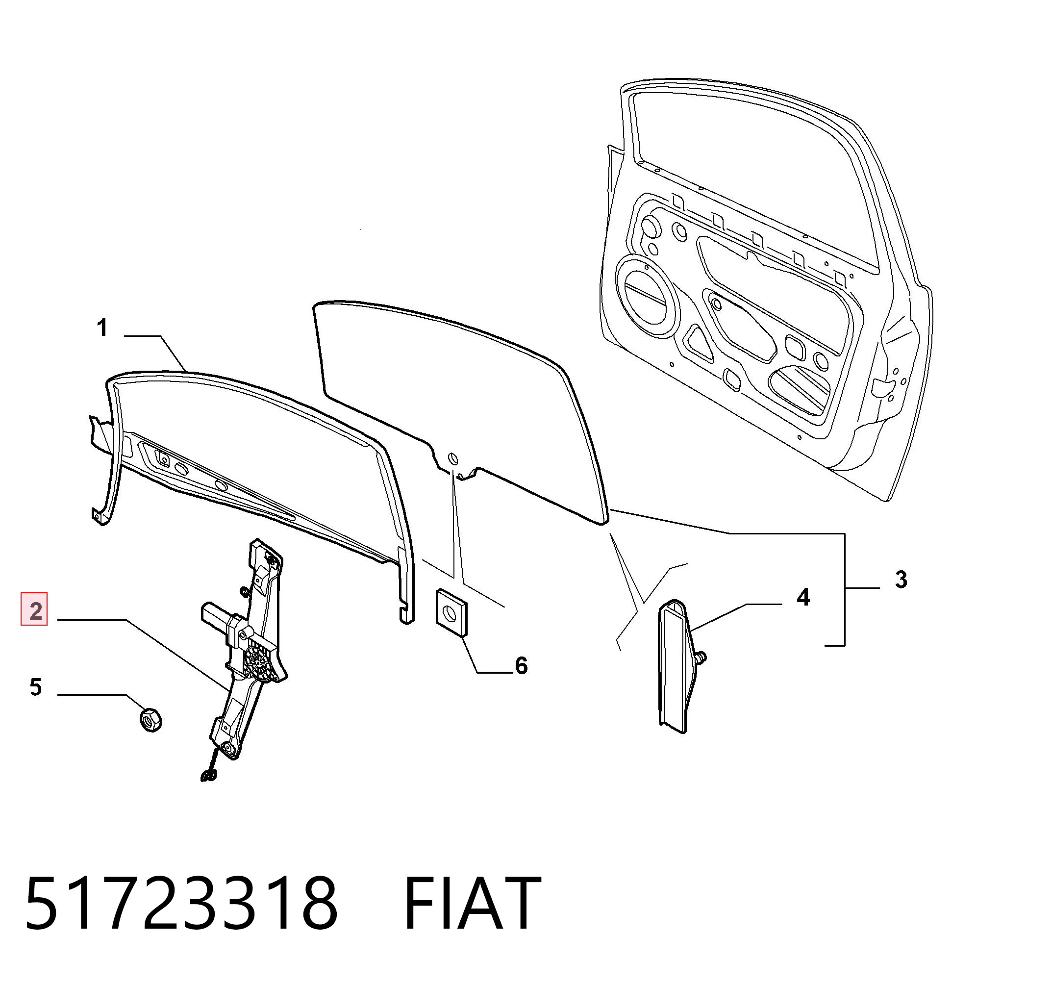 51723318 Fiat/Alfa/Lancia Mecanismo de acionamento de vidro da porta dianteira esquerda
