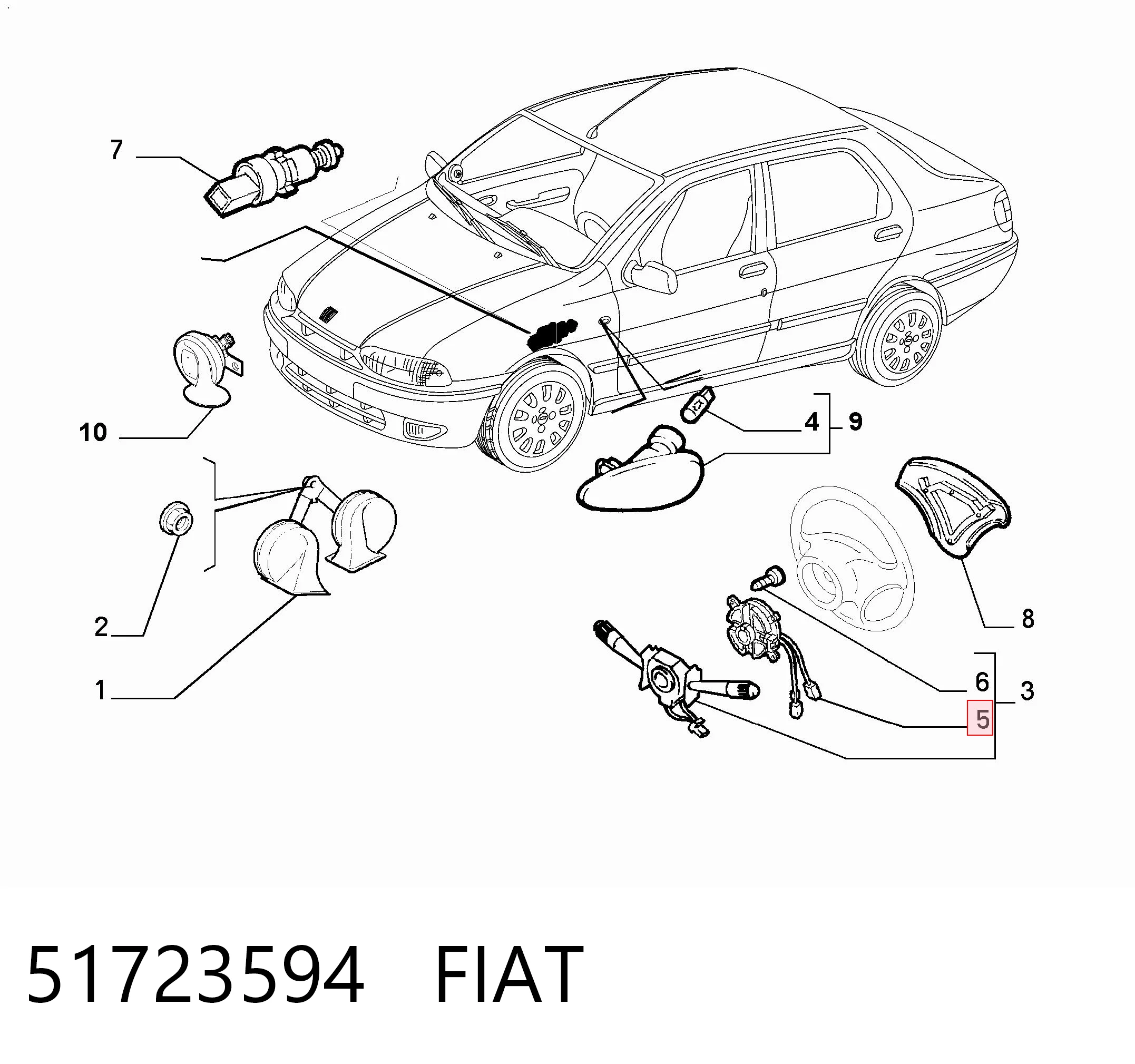 Anel AIRBAG de contato, cabo plano do volante Fiat Ducato II 244 ao melhor preço