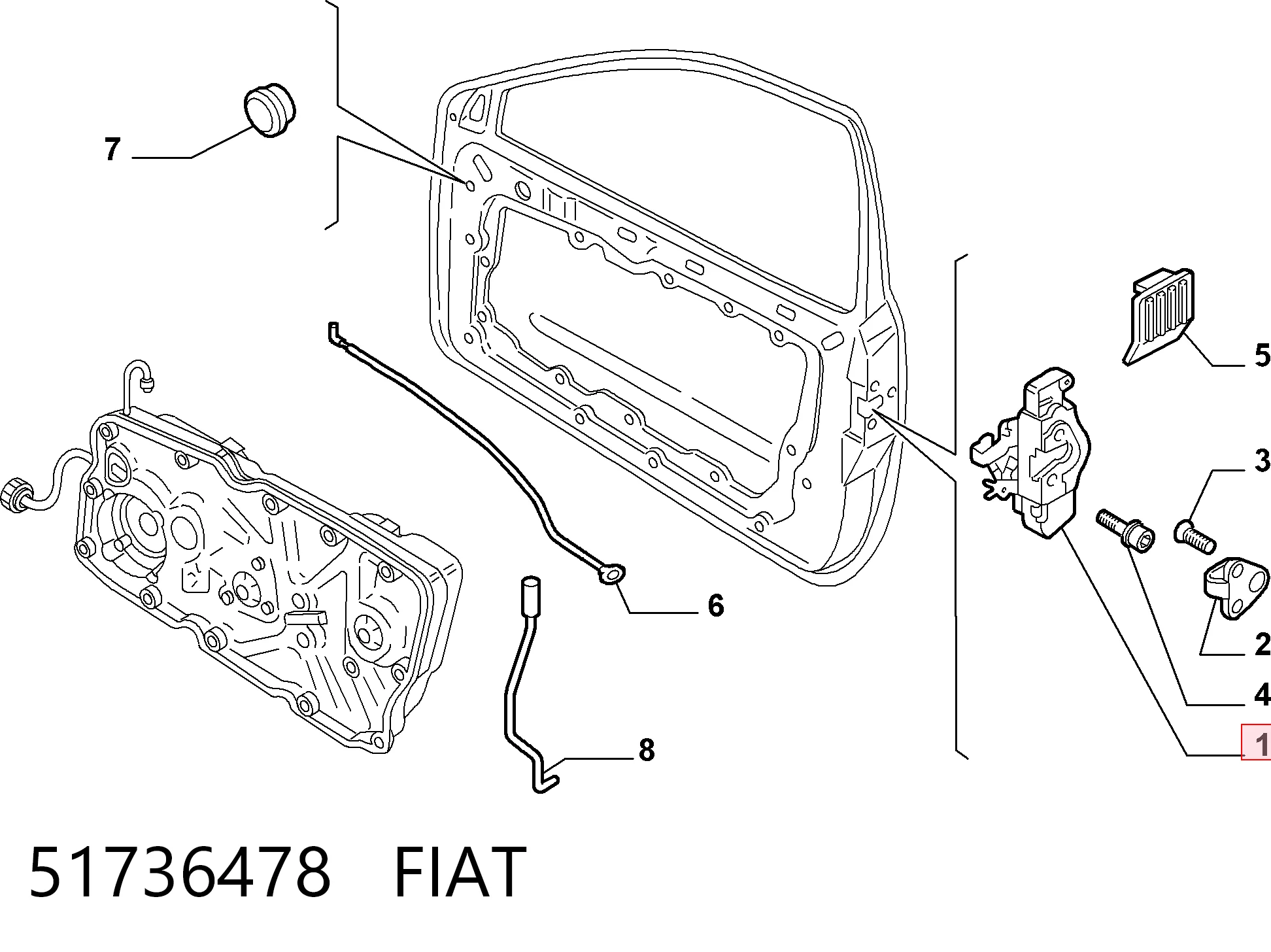 Fecho da porta dianteira esquerda Fiat Stilo  192
