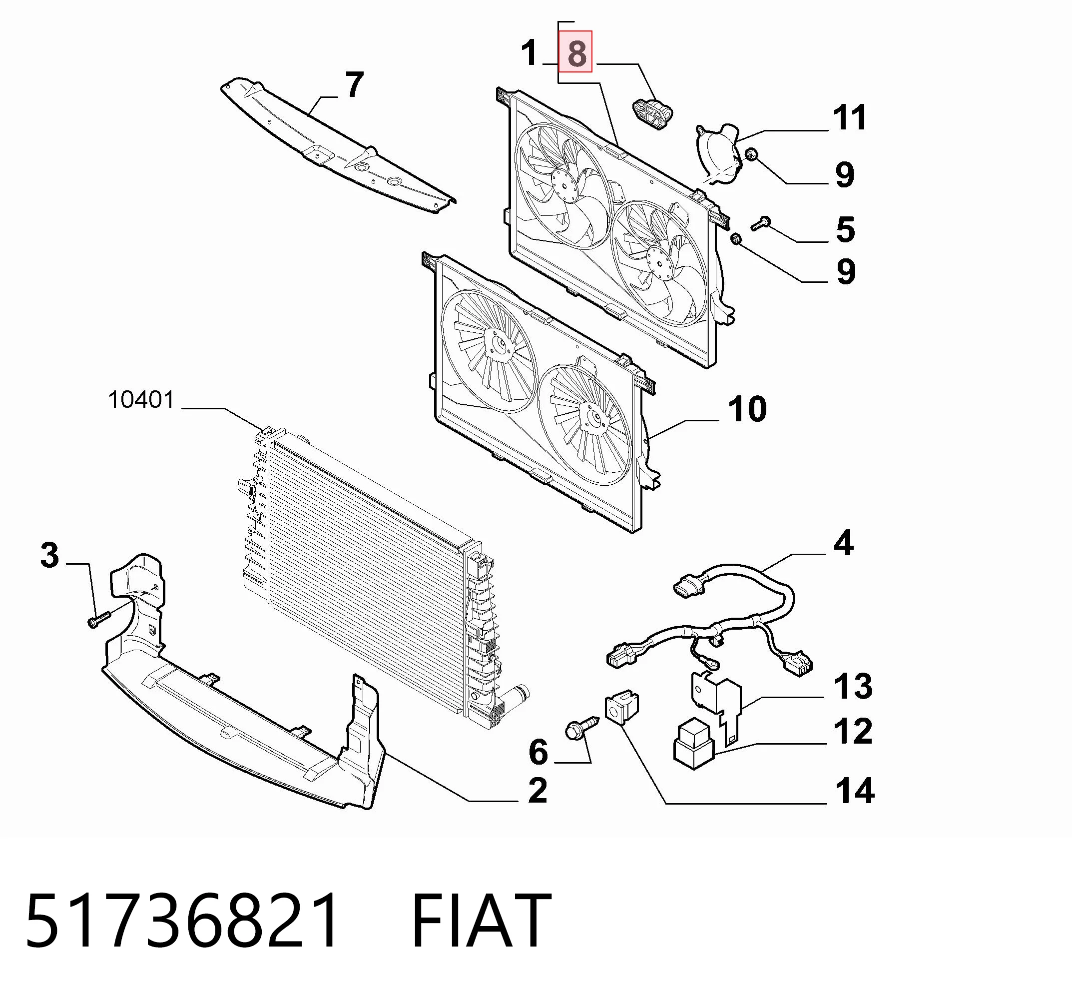 51736821 Fiat/Alfa/Lancia Regulador de revoluções de ventilador de esfriamento (unidade de controlo)