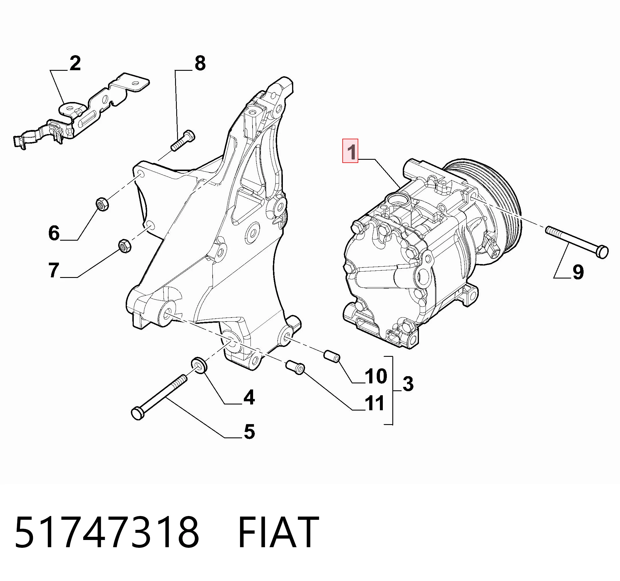 51747318 Fiat/Alfa/Lancia Compressor de aparelho de ar condicionado