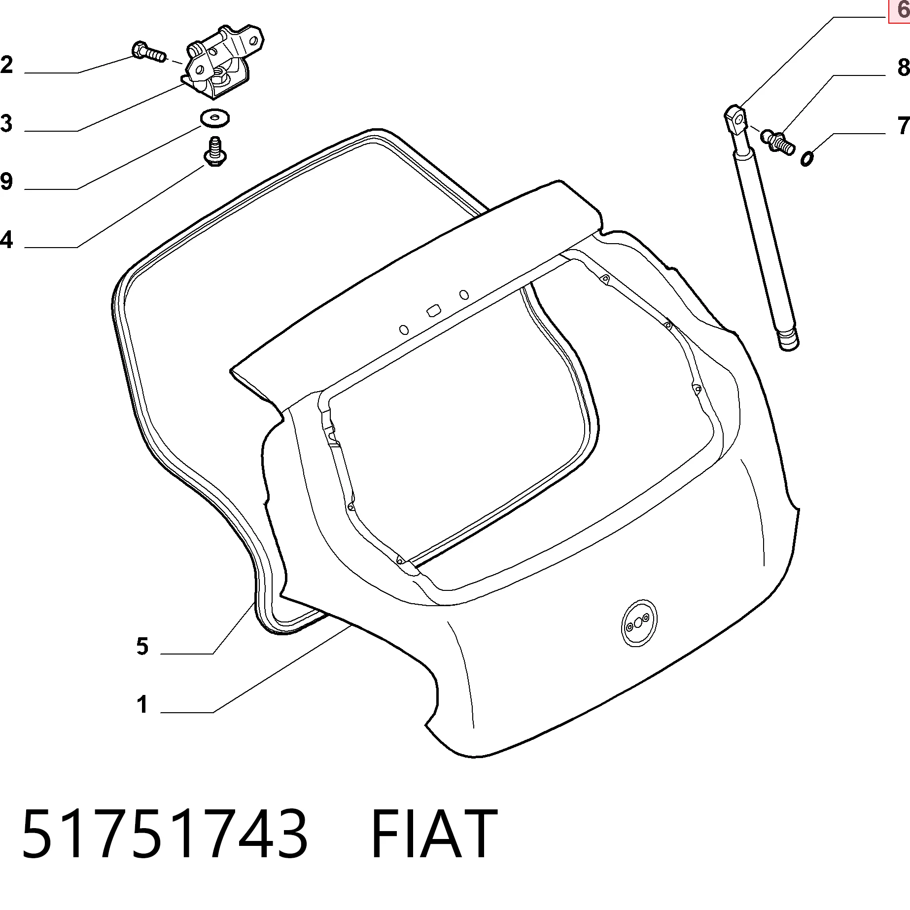 Amortecedor de tampa de porta-malas (de 3ª/5ª porta traseira) para Fiat Bravo 198