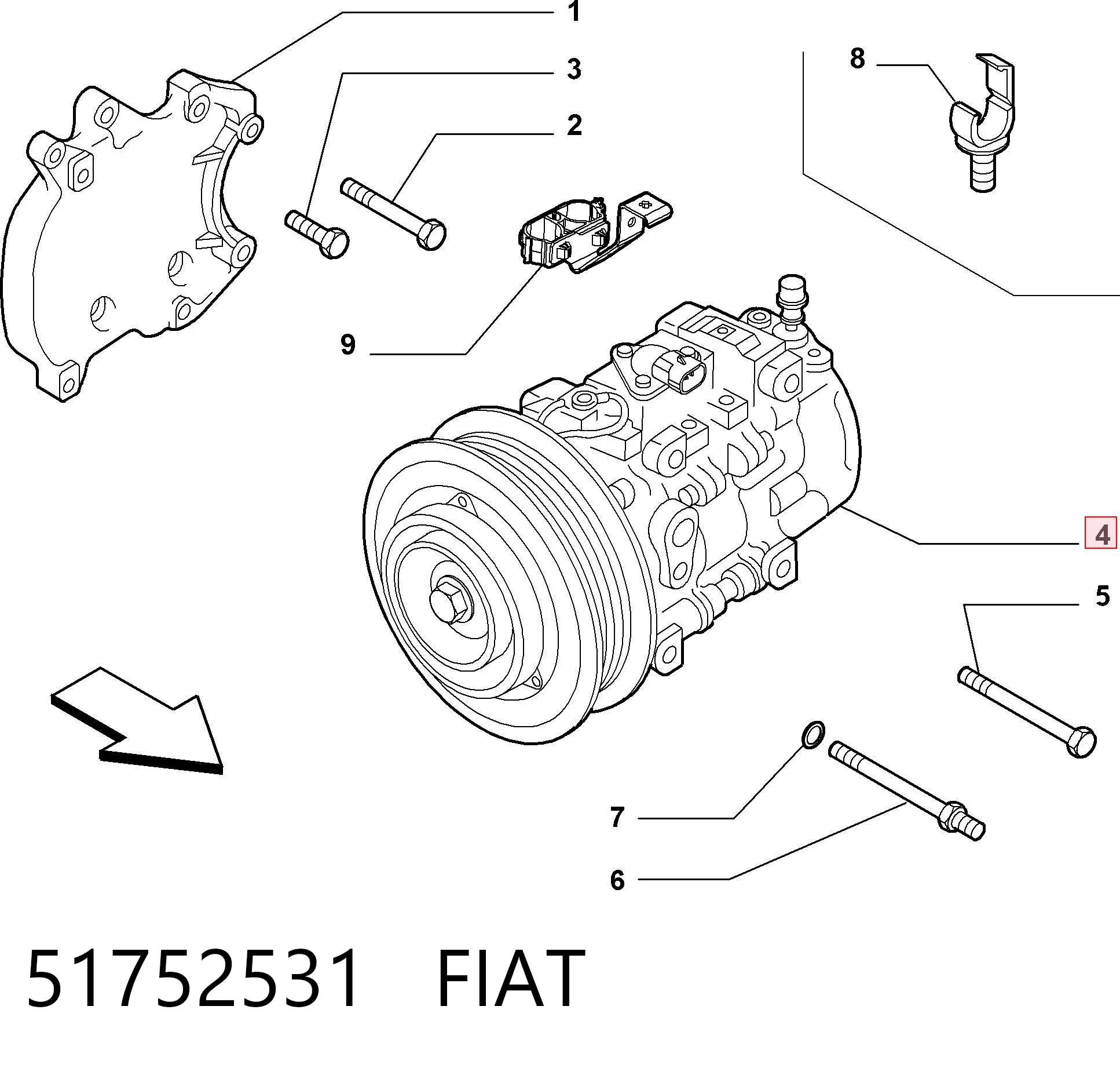 51752531 Fiat/Alfa/Lancia Compressor de aparelho de ar condicionado