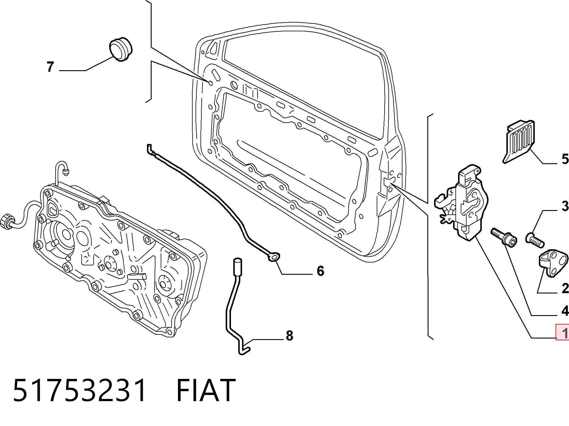  Fecho da porta dianteira esquerda Fiat Stilo hatchback (192) (2001 - 2006) 