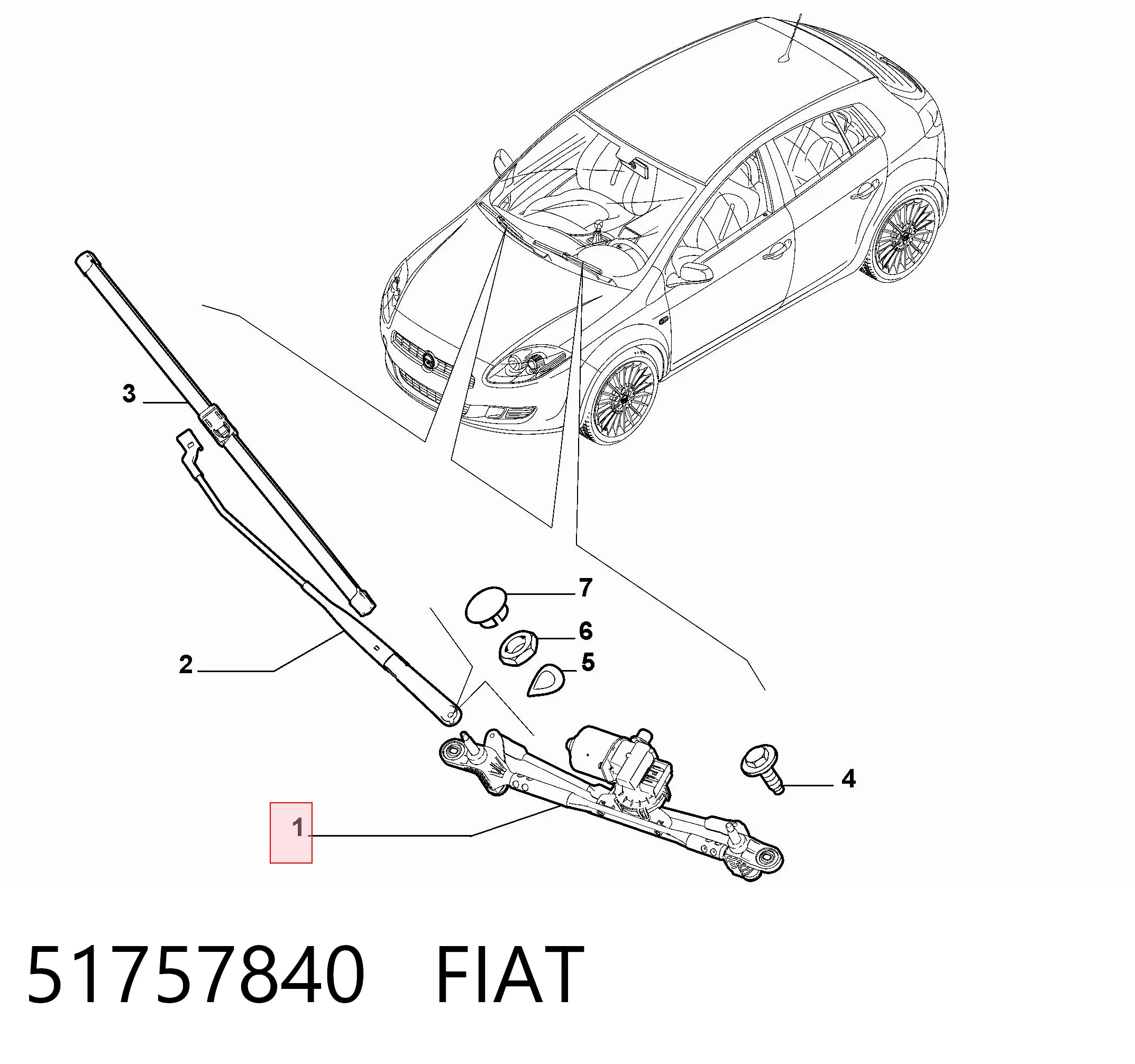 Trapézio de limpador pára-brisas para Fiat Bravo II 198