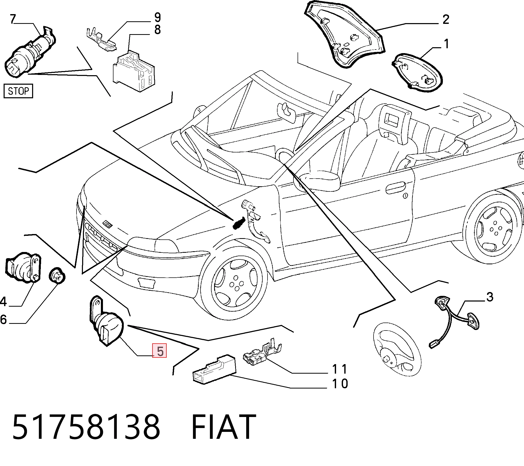 Sinal sonoro (cláxon) para Volkswagen Tiguan 5N1, 5N2
