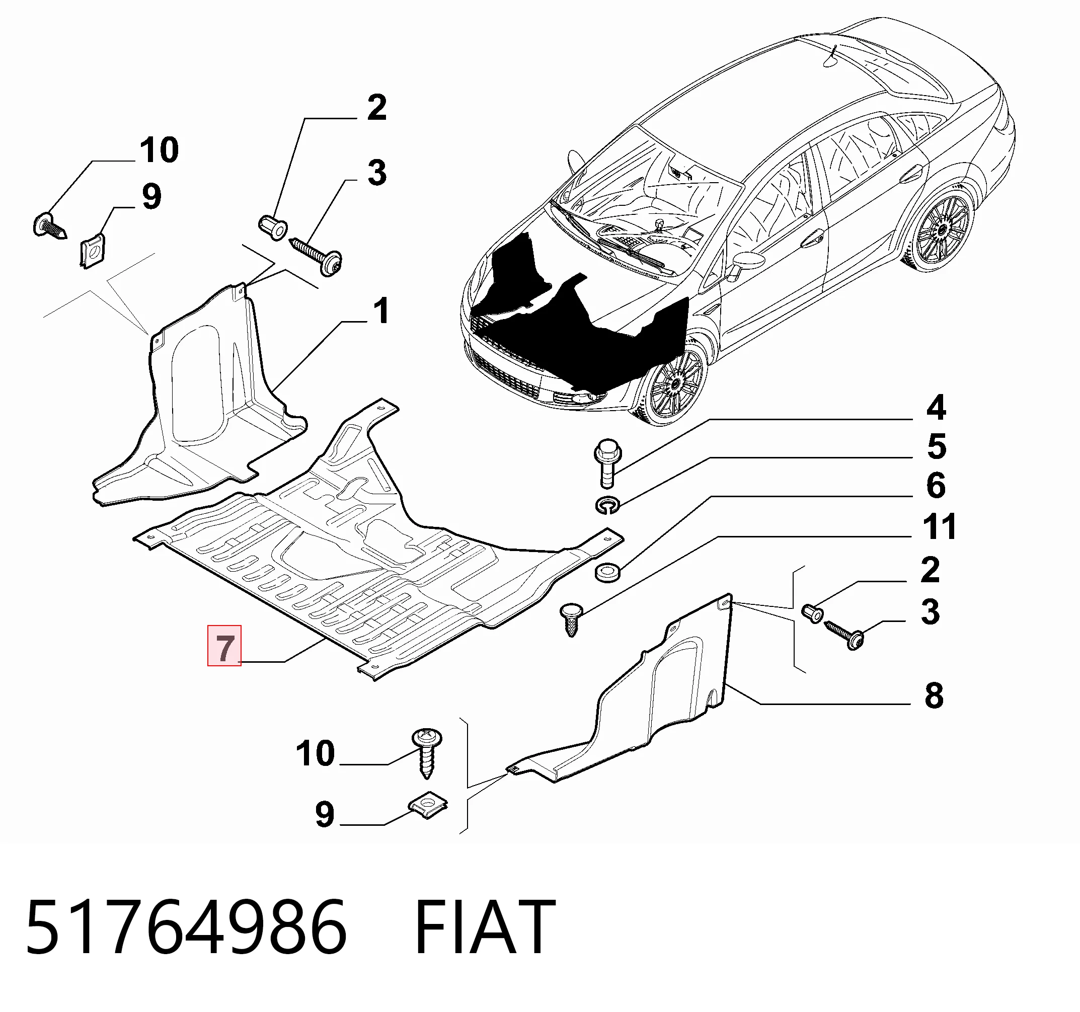 Proteção de motor, de panela (da seção de motor) Fiat Linea 323 ao melhor preço