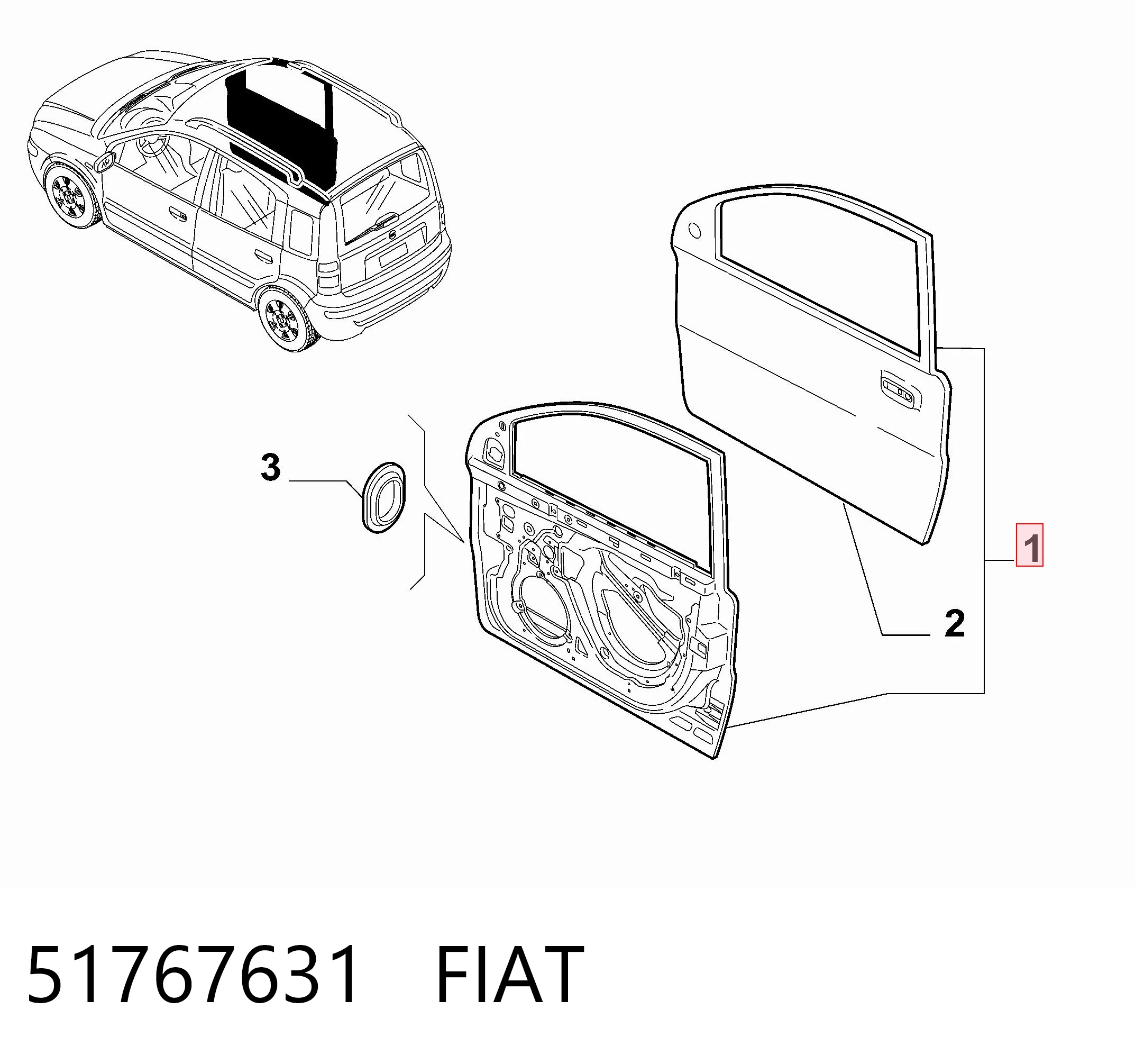 Porta dianteira esquerda Fiat Panda II 169A