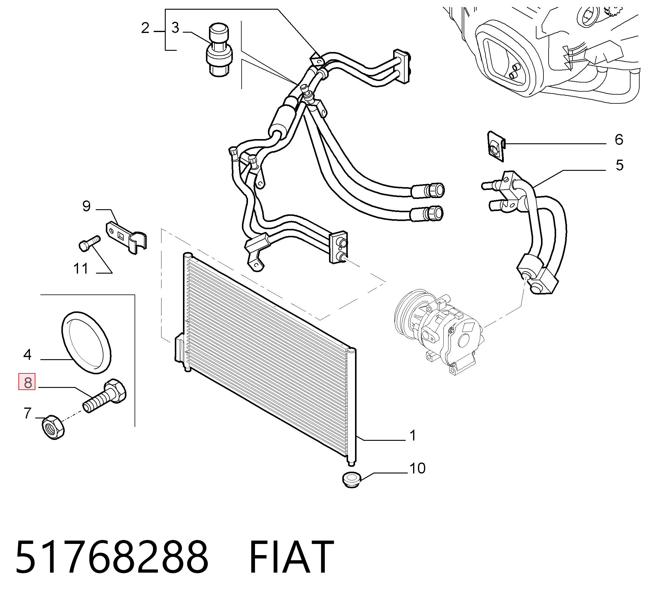 51768288 Fiat/Alfa/Lancia Sensor de pressão absoluta de aparelho de ar condicionado