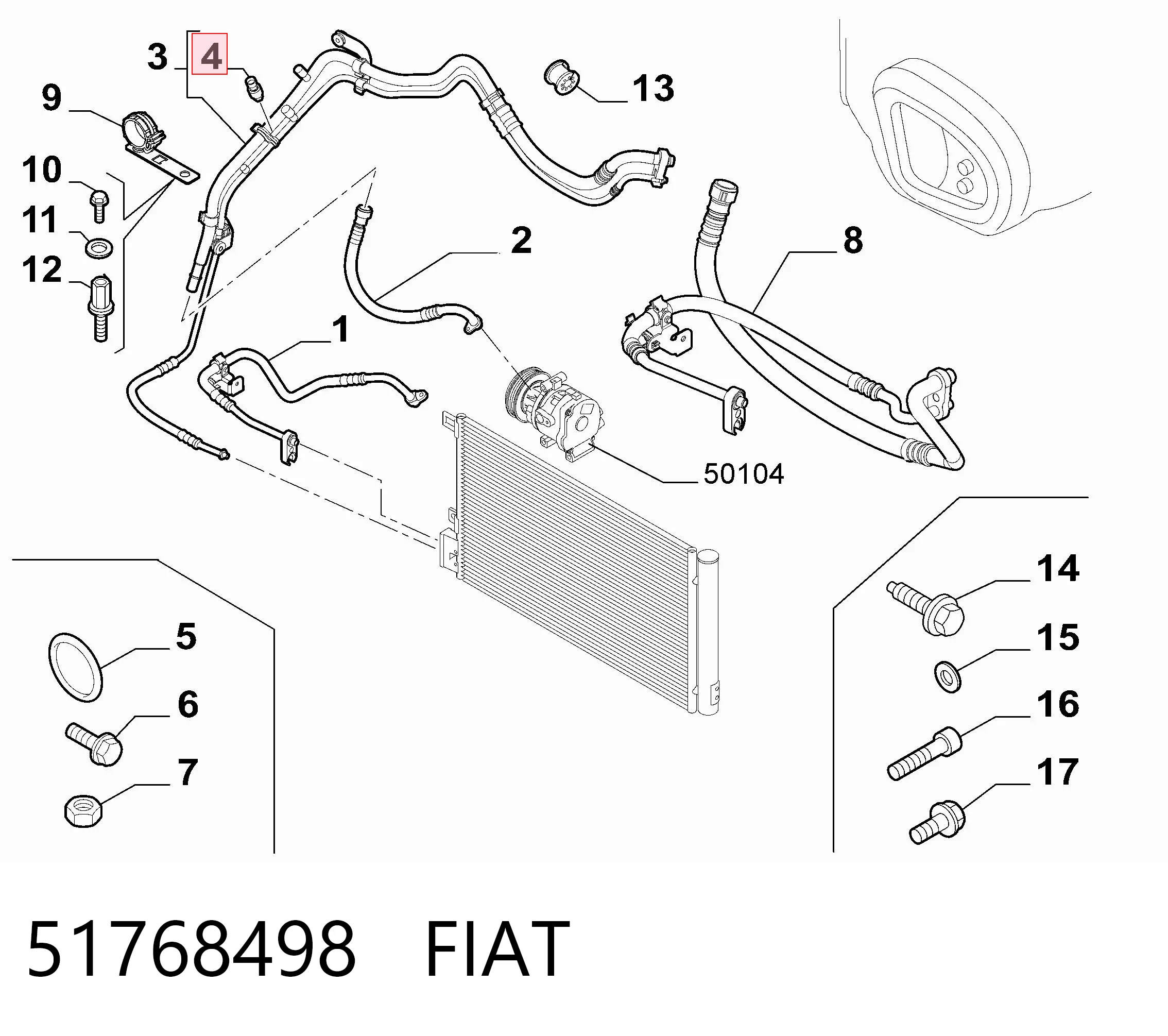 51768498 Fiat/Alfa/Lancia Sensor de pressão absoluta de aparelho de ar condicionado