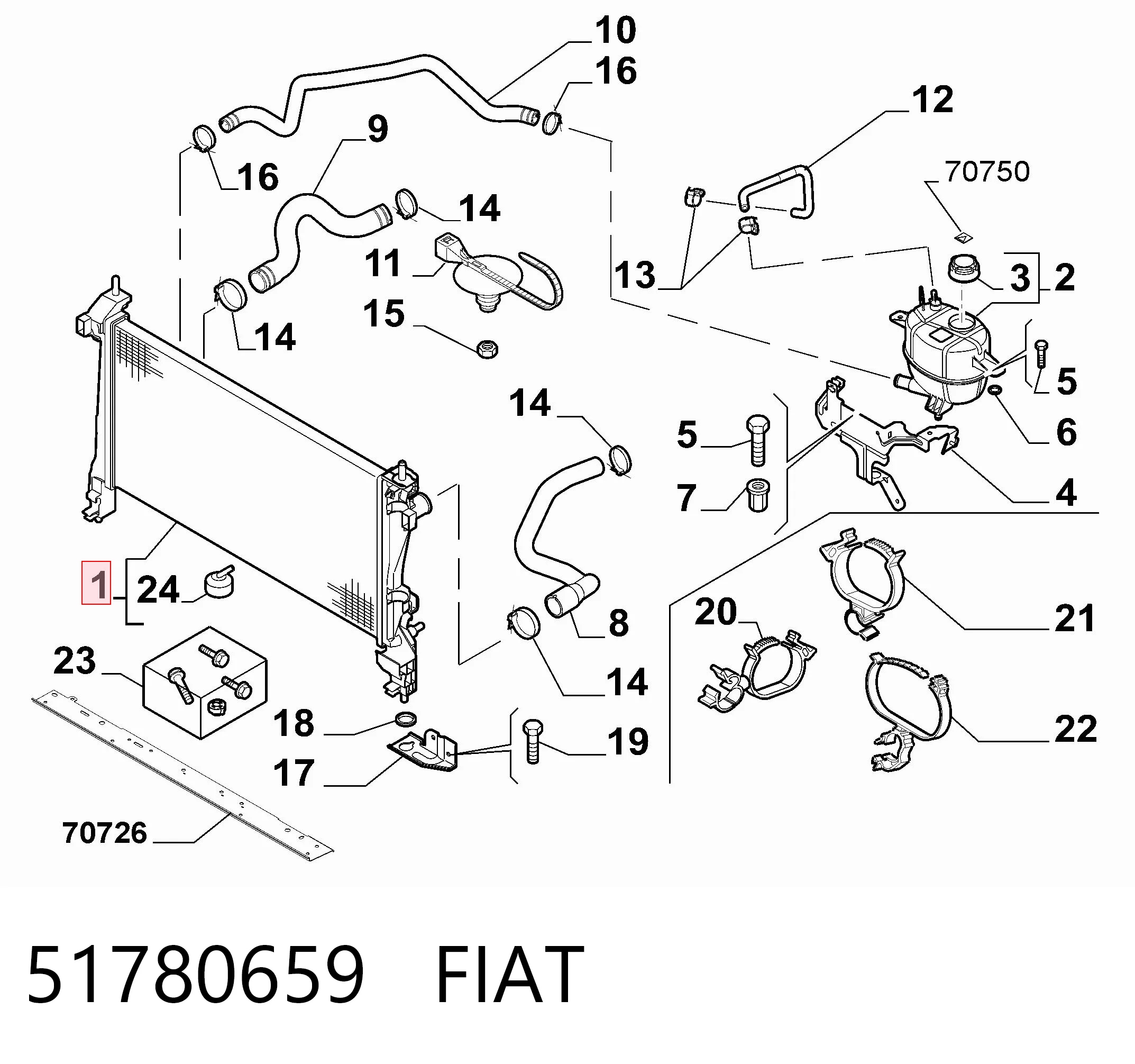 Compre 51780659 VAG Radiador de esfriamento de motor