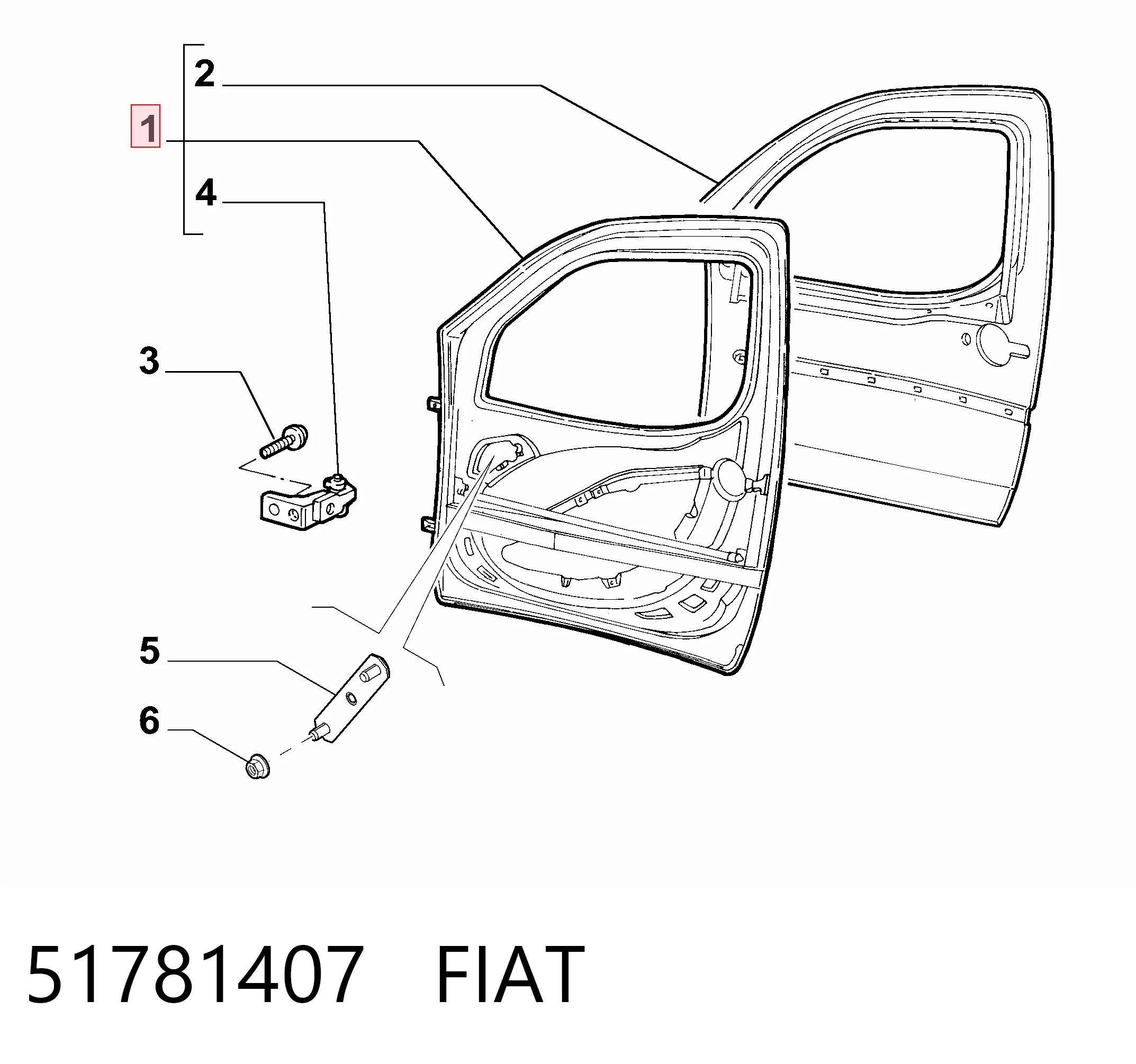 Porta dianteira esquerda para Fiat Doblo 223