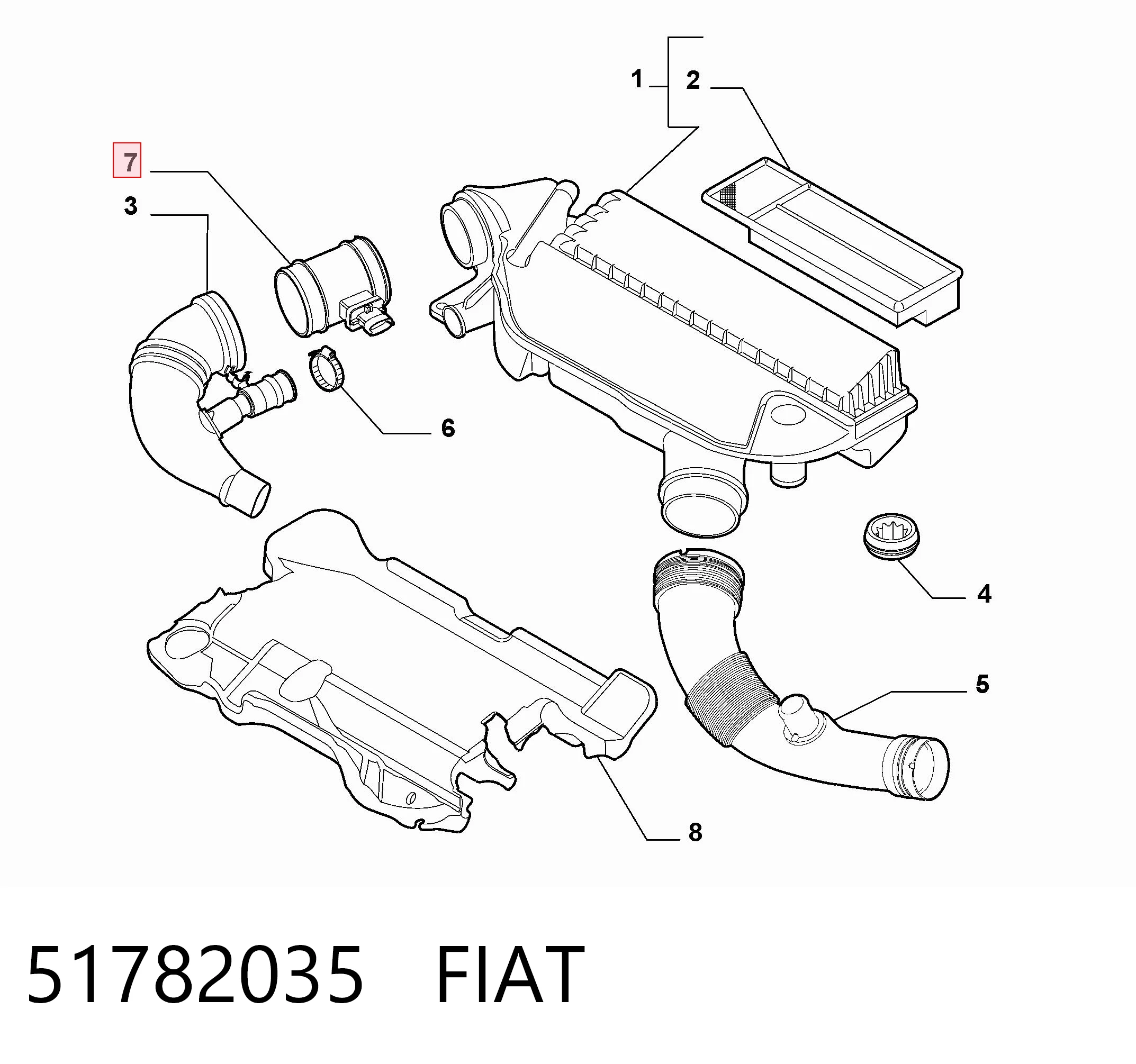51782035 Fiat/Alfa/Lancia Sensor de fluxo (consumo) de ar, medidor de consumo M.A.F. - (Mass Airflow)