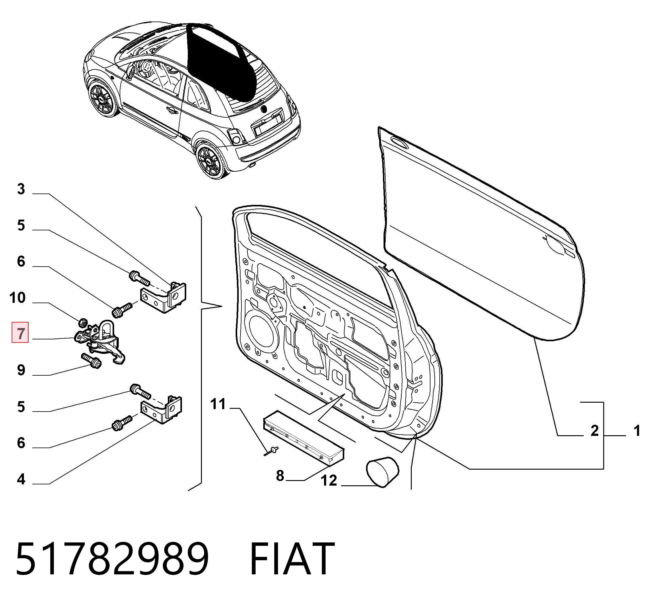 51782989 Fiat/Alfa/Lancia Limitador dianteiro de abertura de porta