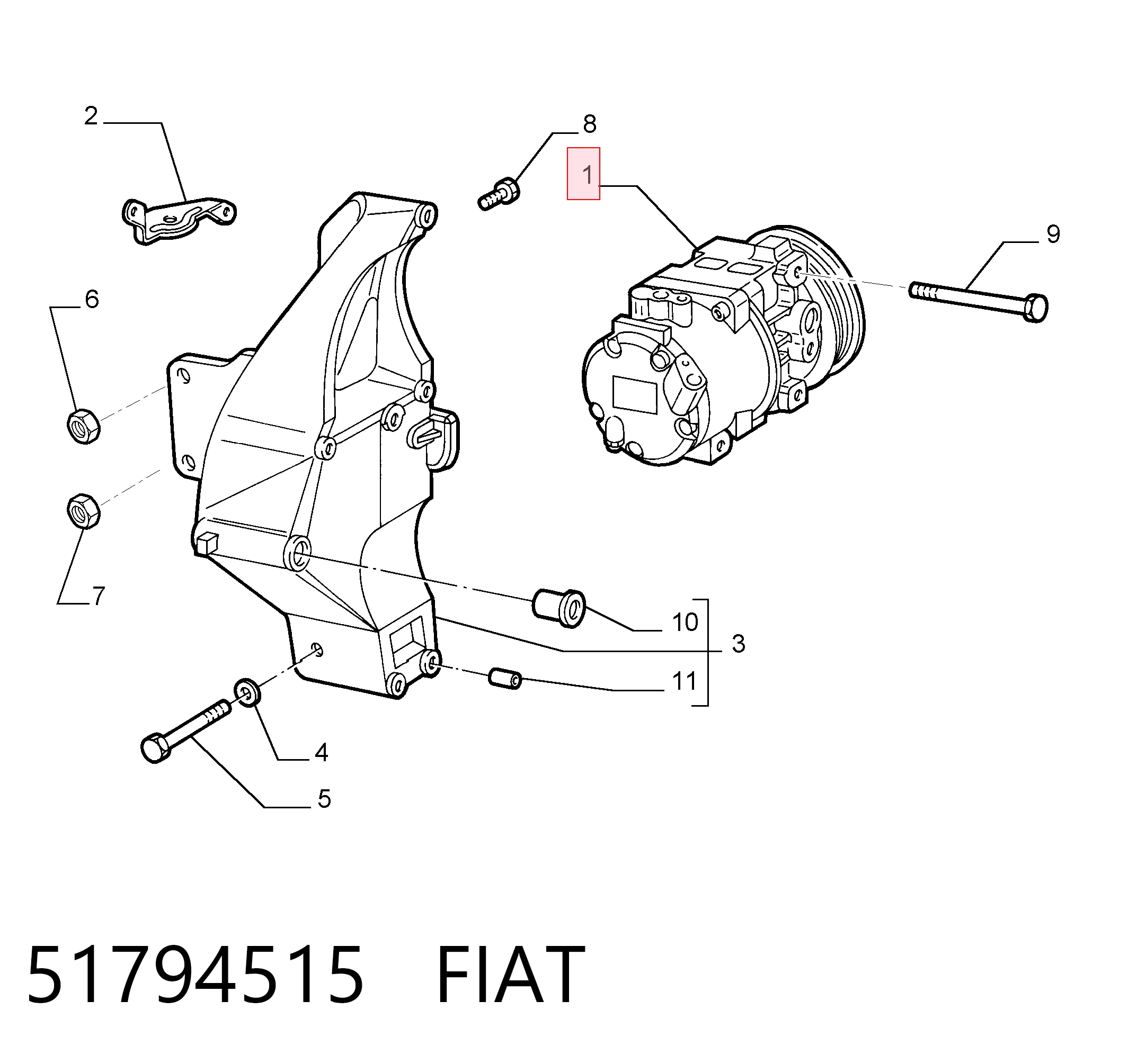 51794515 Fiat/Alfa/Lancia Compressor de aparelho de ar condicionado