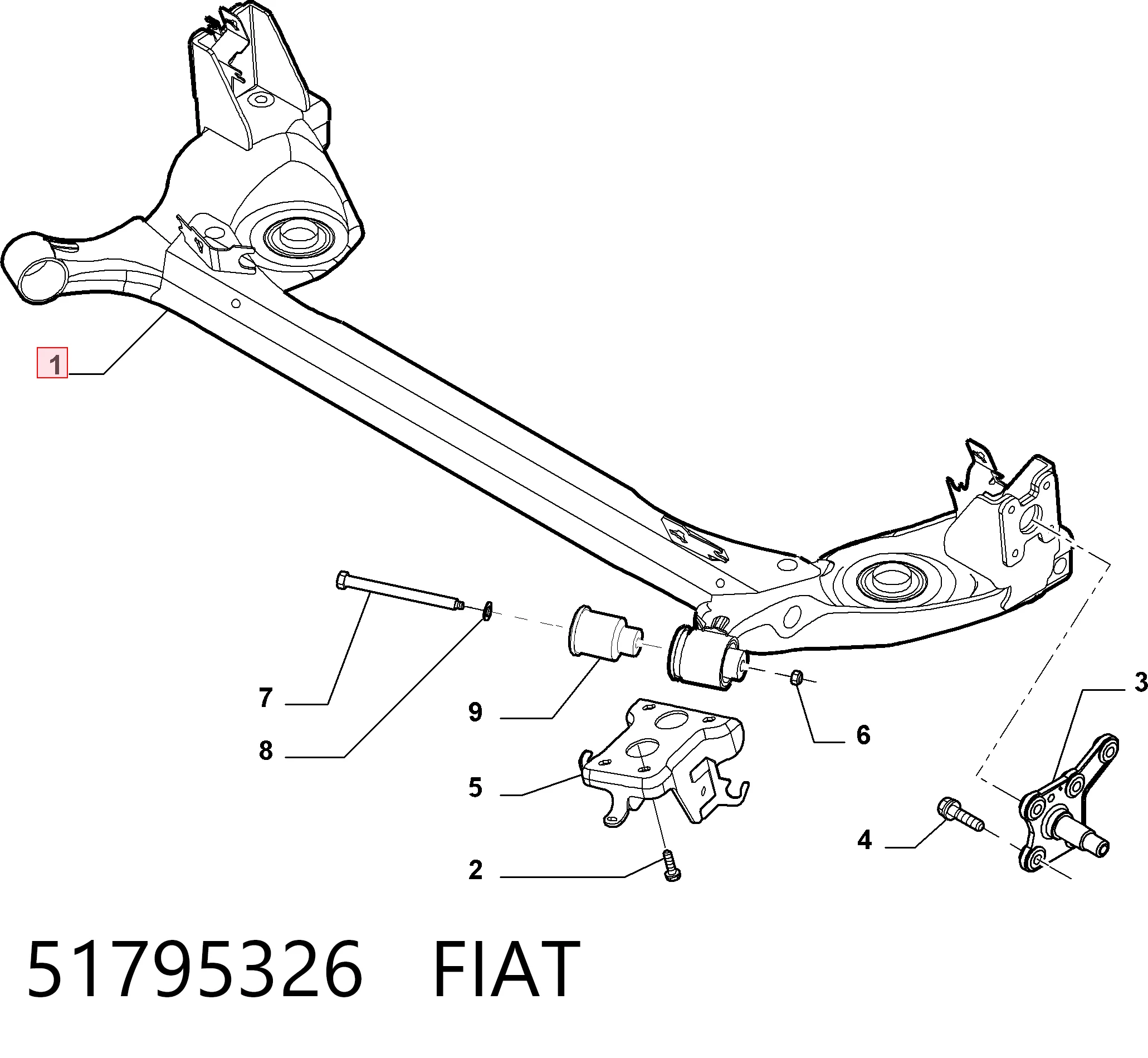 Viga de suspensão traseira (plataforma veicular) para Fiat Stilo 192