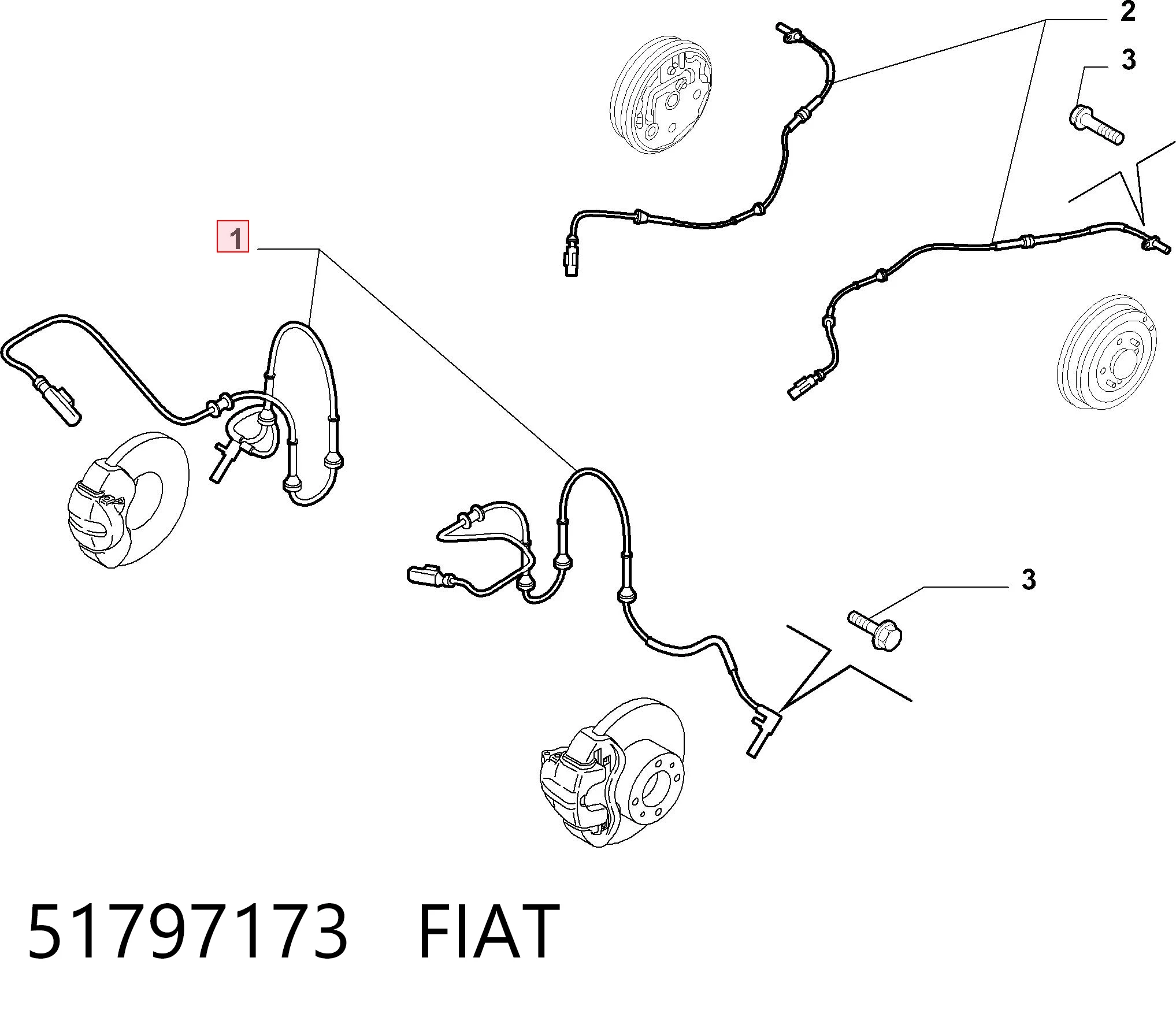 Sensor dianteiro de ABS para Fiat 500 312
