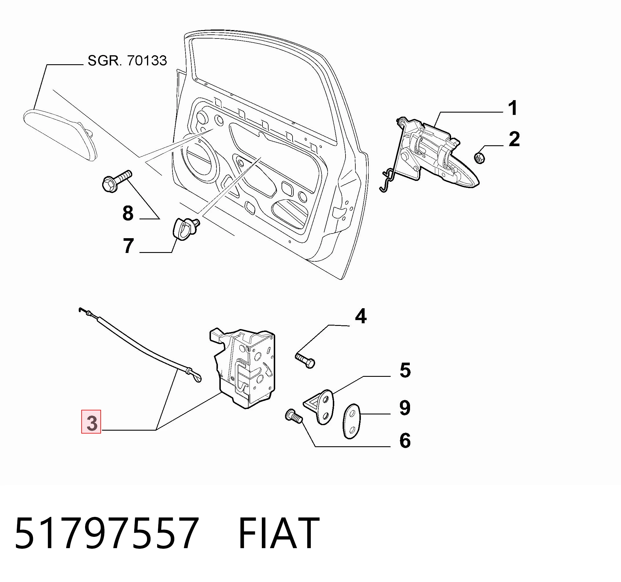 51797557 Fiat/Alfa/Lancia Fecho da porta dianteira esquerda