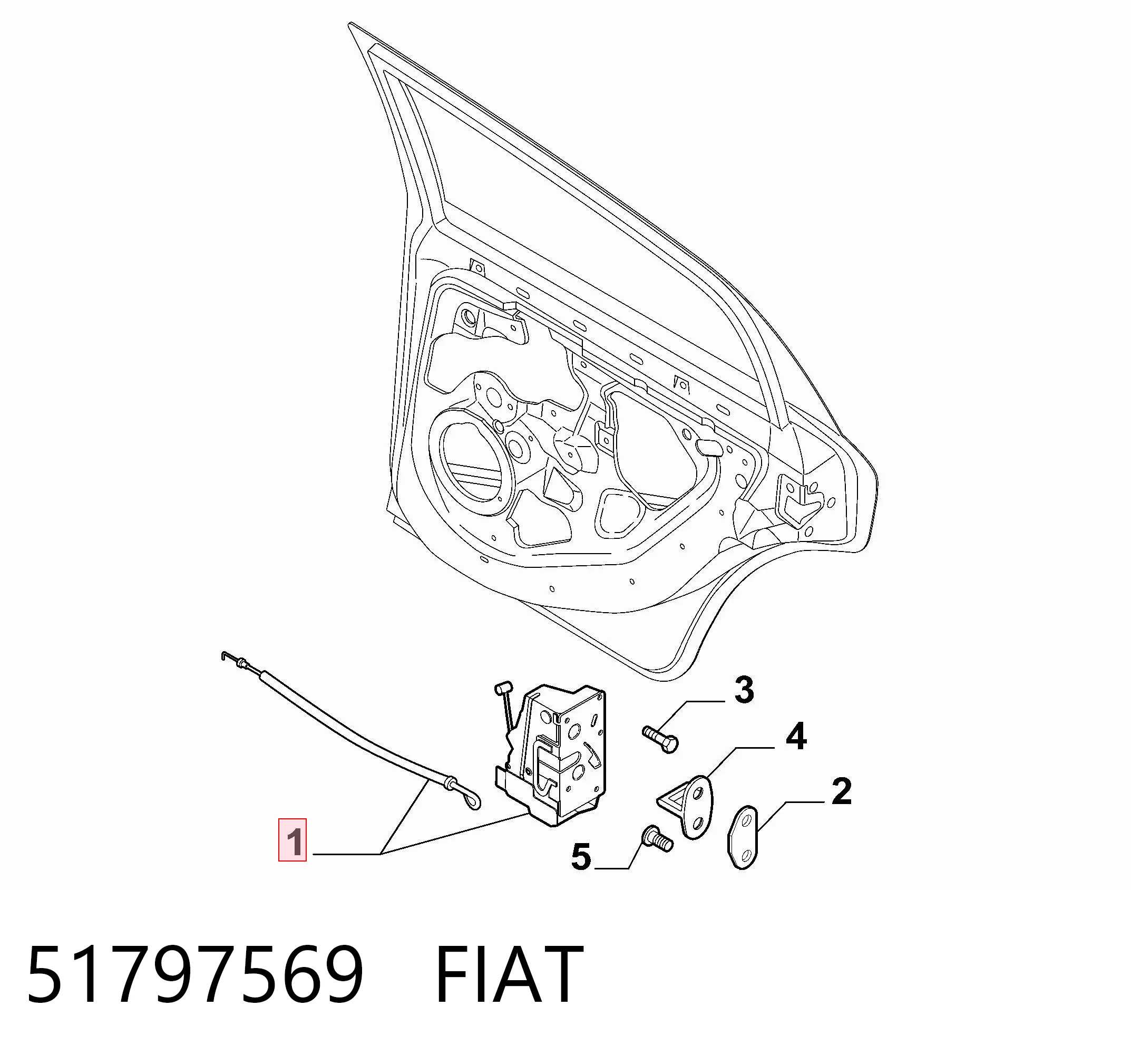 51797569 Fiat/Alfa/Lancia Fecho da porta traseira esquerda