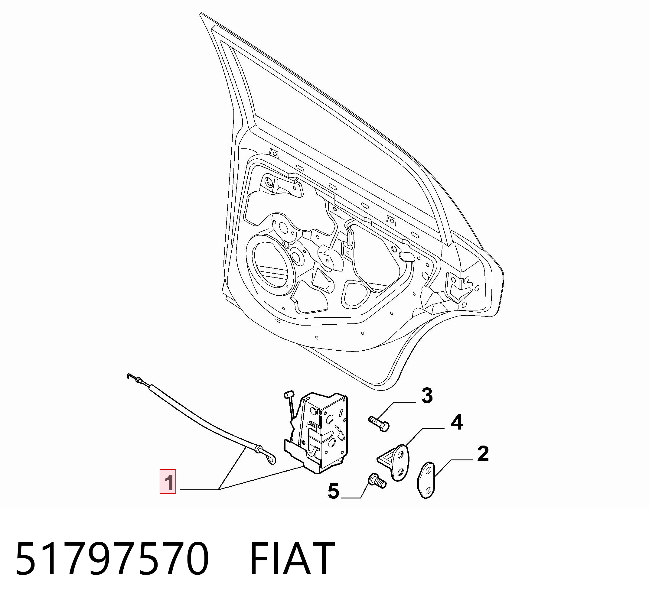 51797570 Fiat/Alfa/Lancia Fecho da porta traseira direita