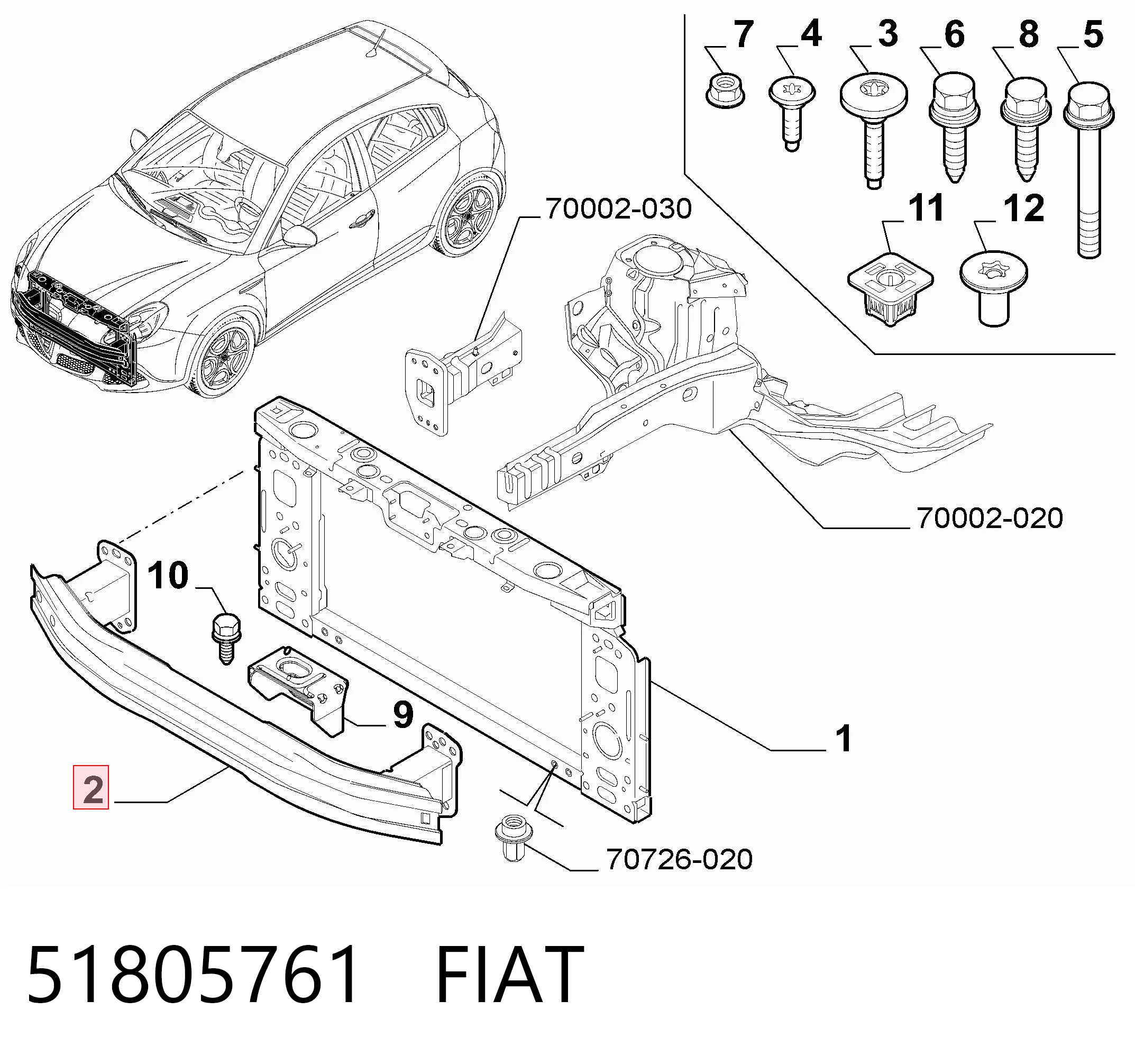 Reforçador do pára-choque dianteiro Alfa Romeo Giulietta  940 ao melhor preço