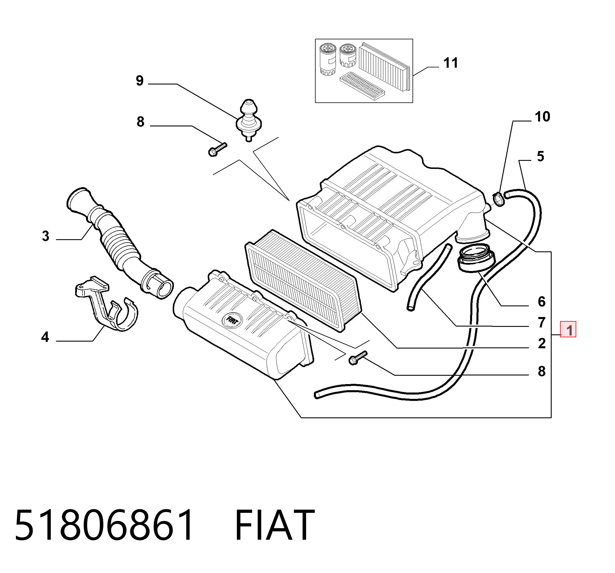 Caixa de filtro de ar para Fiat Punto GRAND 199