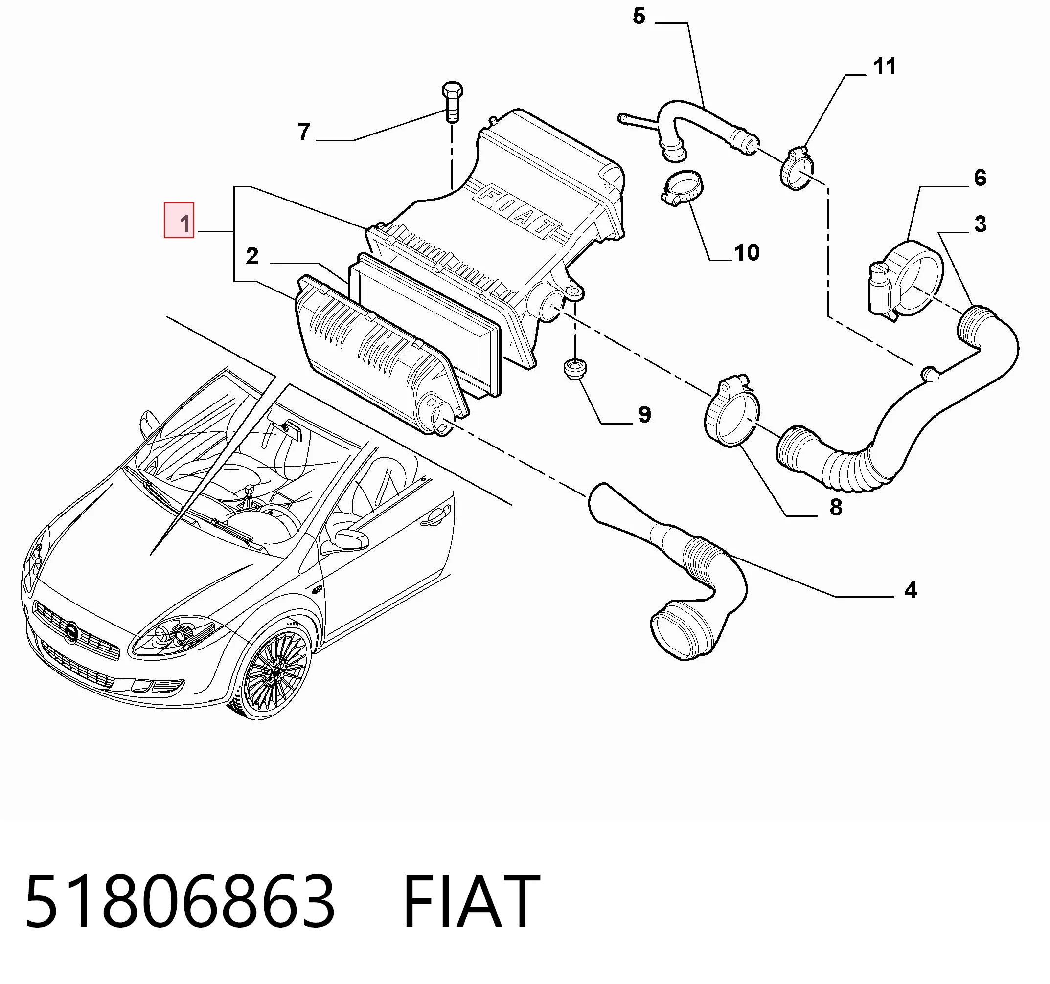 Caixa de filtro de ar Fiat Bravo II 198 ao melhor preço