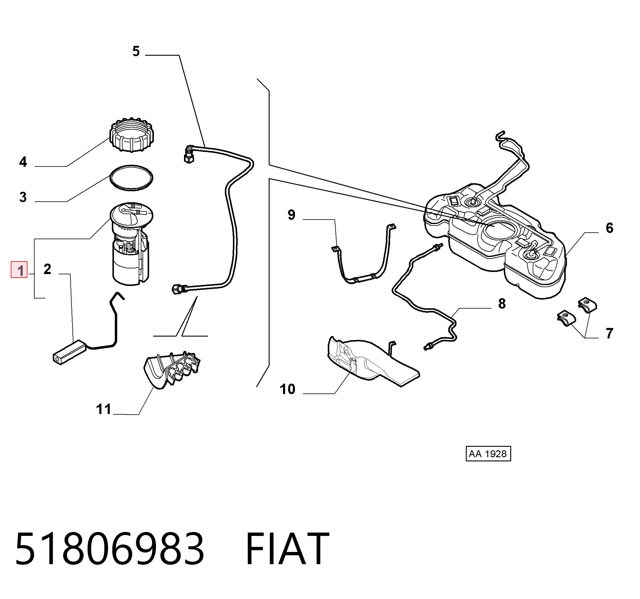 51806983 Fiat/Alfa/Lancia Módulo de bomba de combustível com sensor do nível de combustível