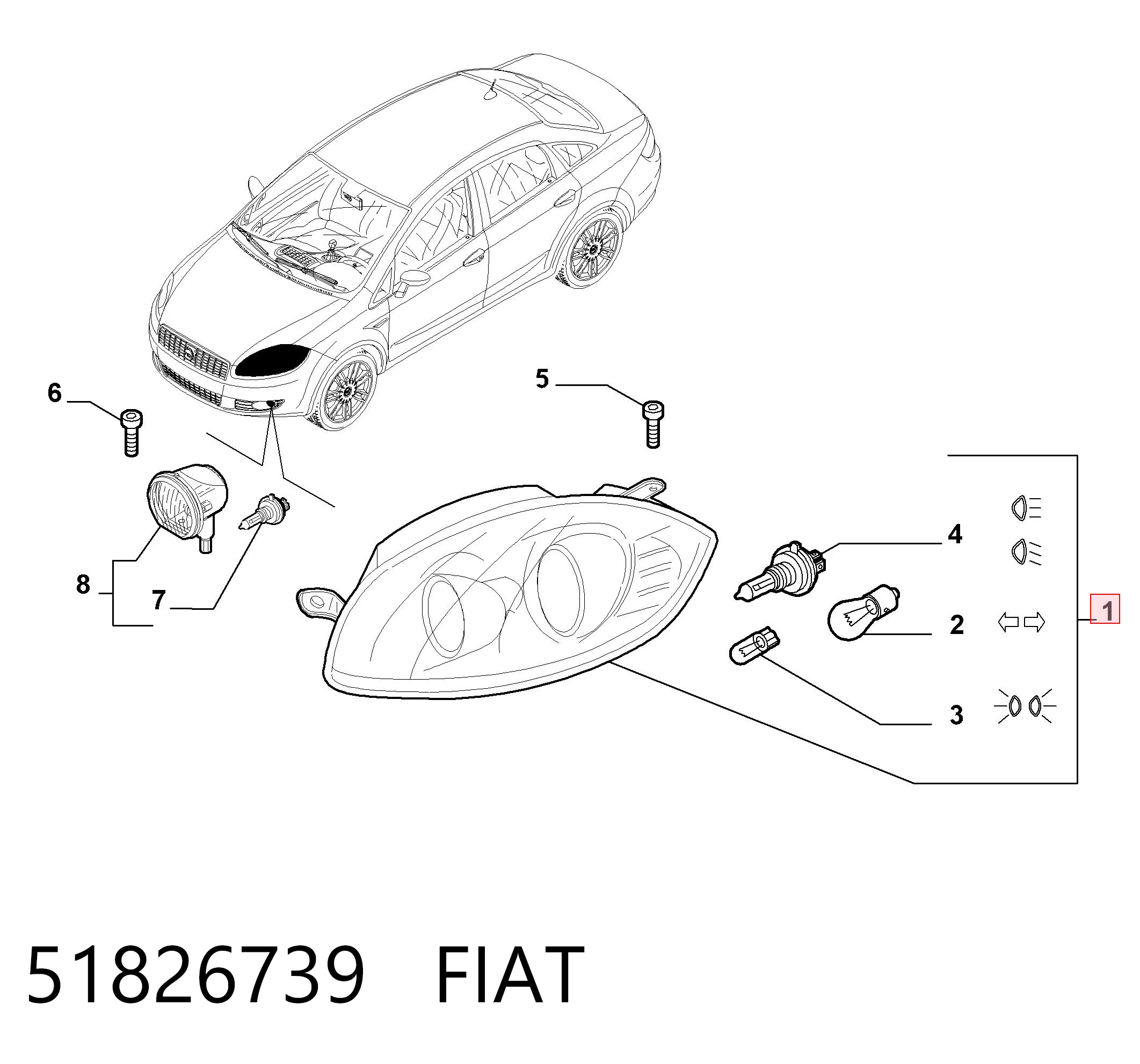 Luz esquerda para Fiat Linea  323
