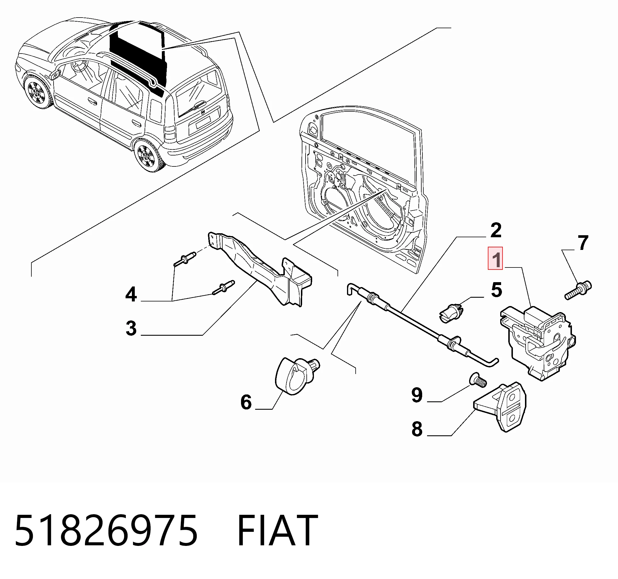 Fecho da porta dianteira esquerda Fiat Panda II 169A ao melhor preço