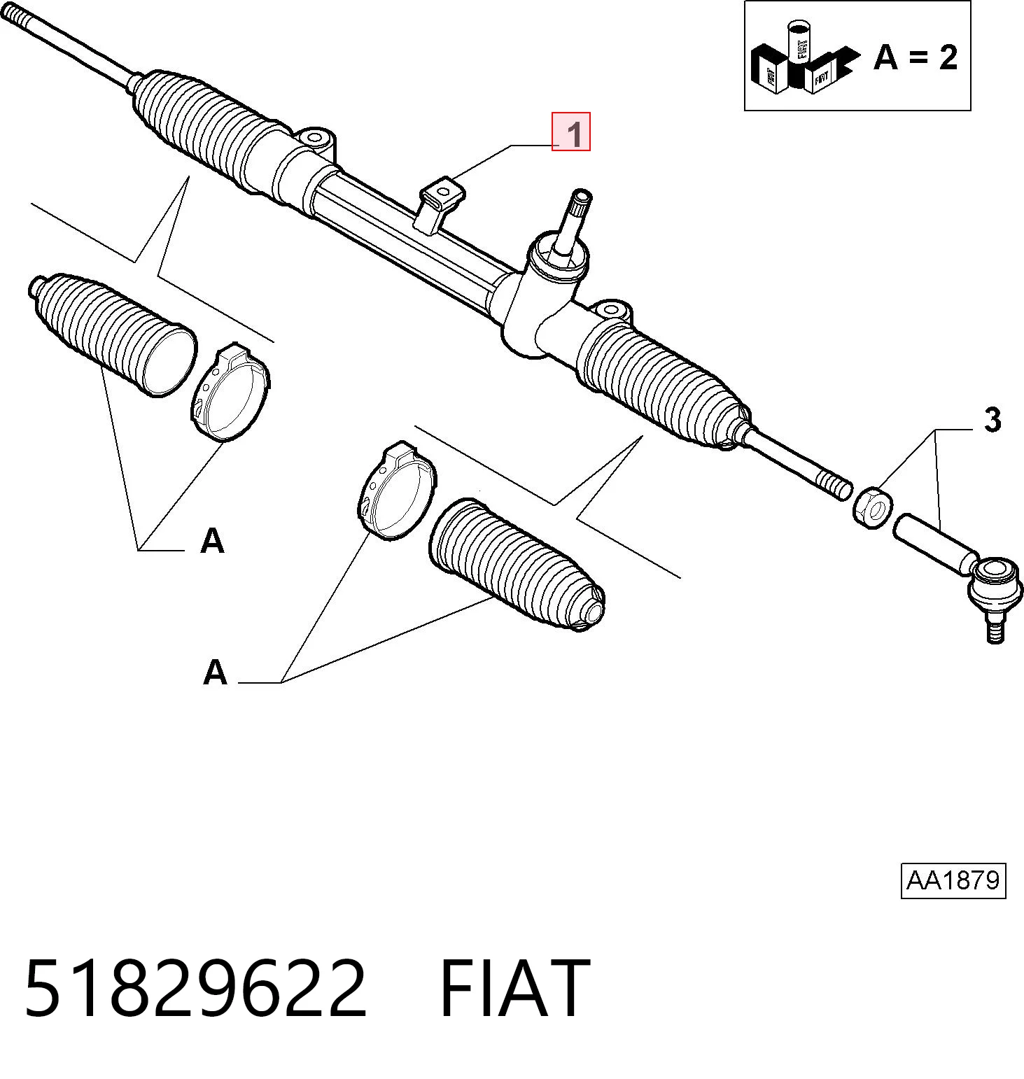 Cremalheira da direção para Fiat Punto GRAND 199