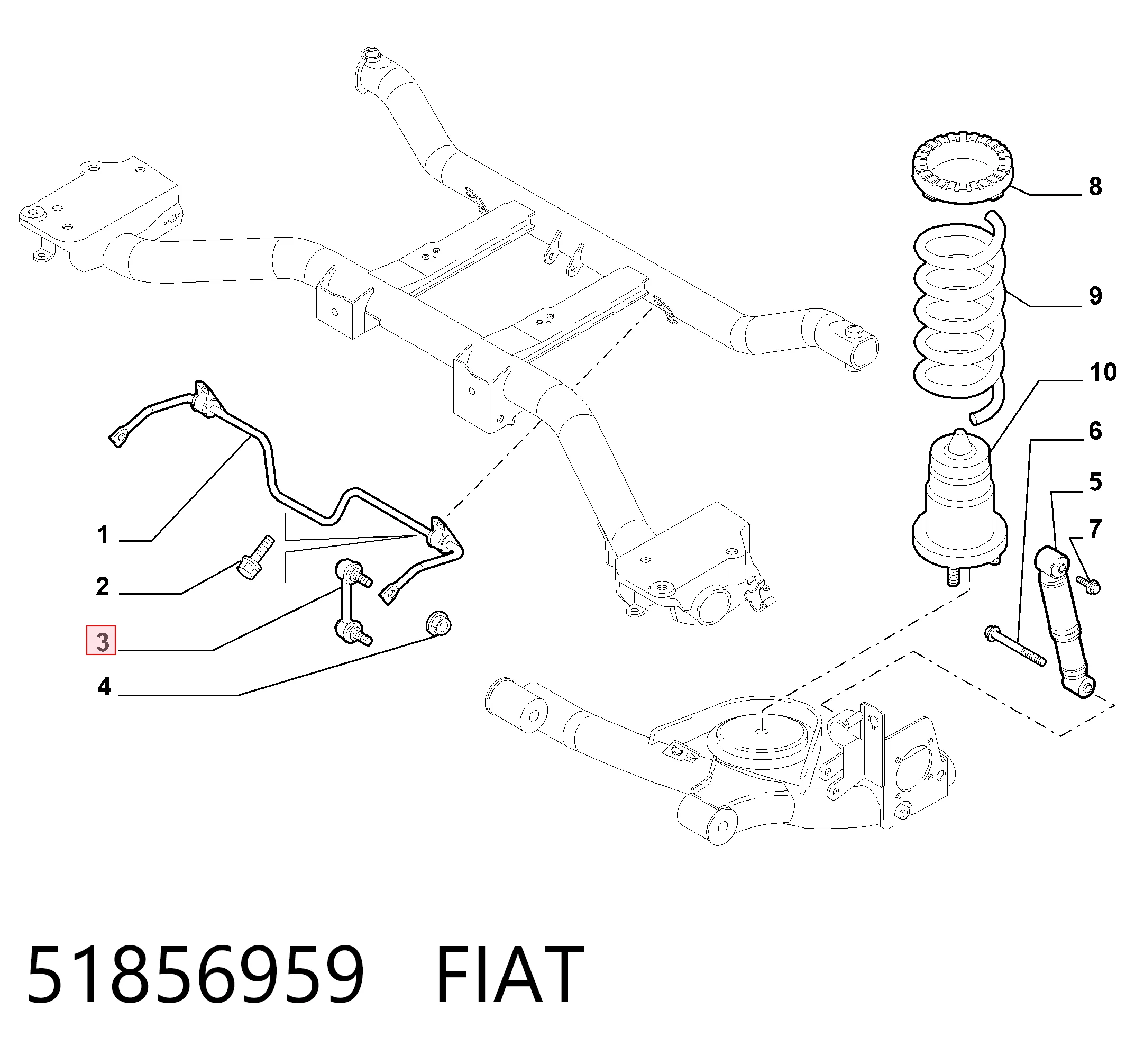 Montante de estabilizador traseiro Fiat Panda II 169A ao melhor preço