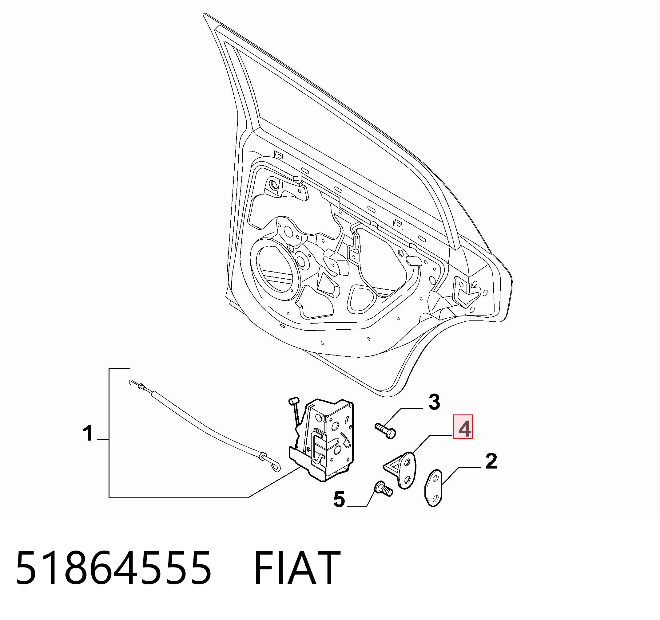51864555 Fiat/Alfa/Lancia Gozno de garra (parte complementar) de fecho da porta dianteira