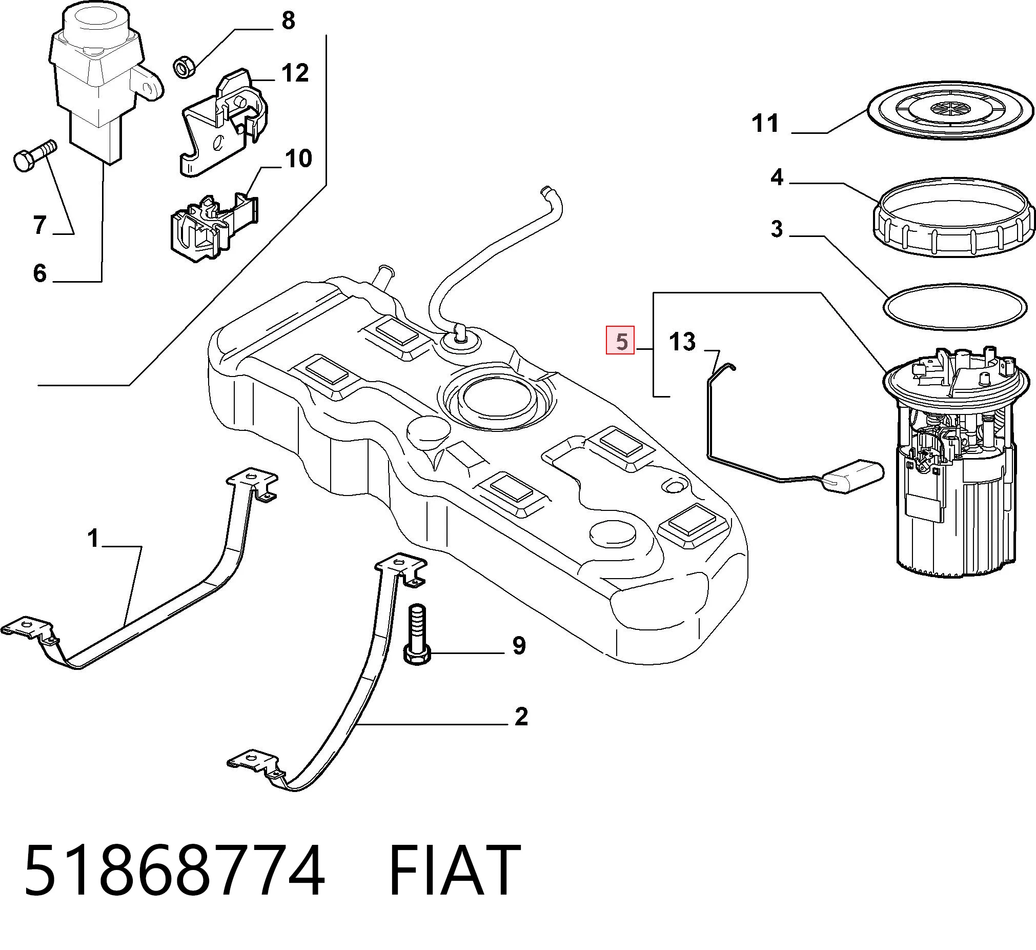 51868774 Fiat/Alfa/Lancia Módulo de bomba de combustível com sensor do nível de combustível