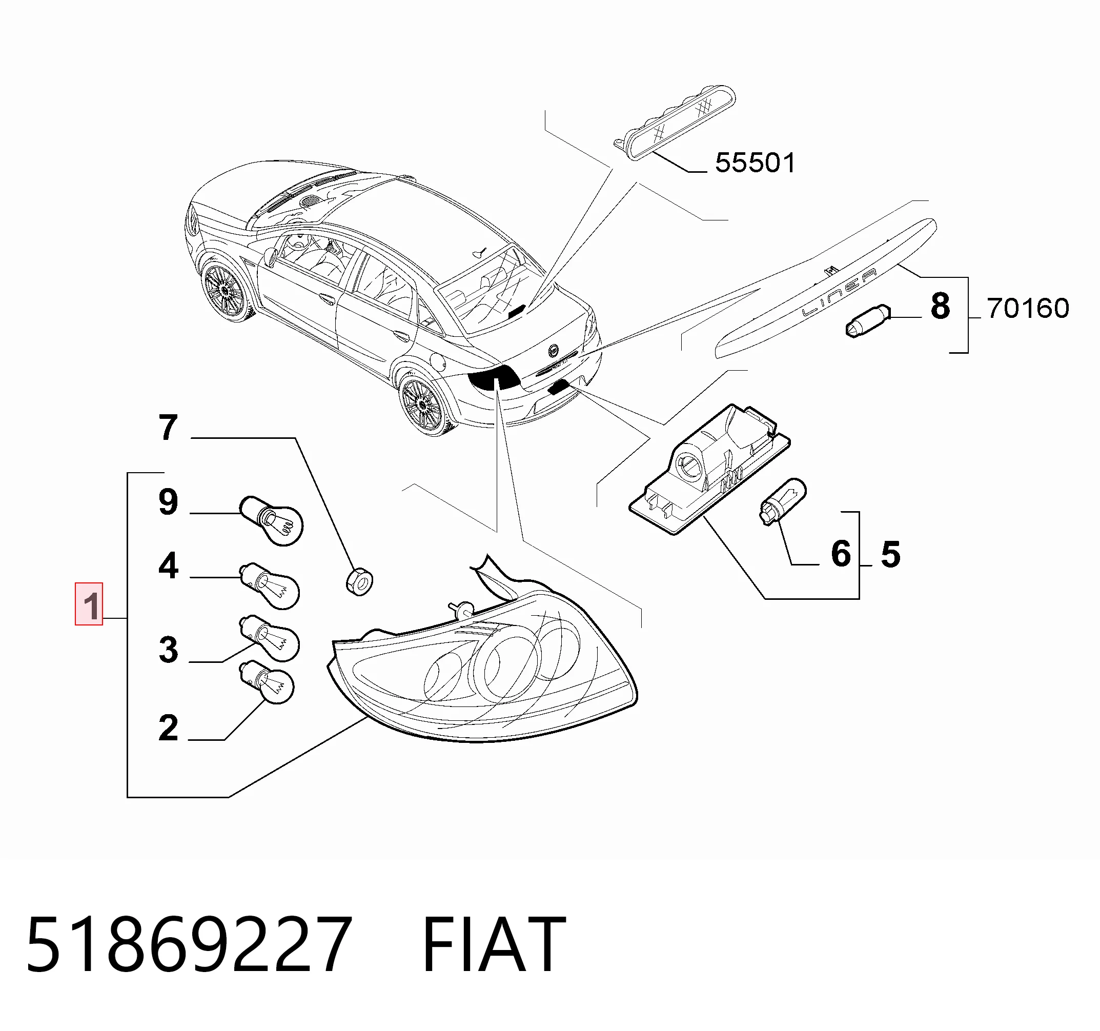 Lanterna traseira direita Fiat Linea preço, a partir de 91,58 USD