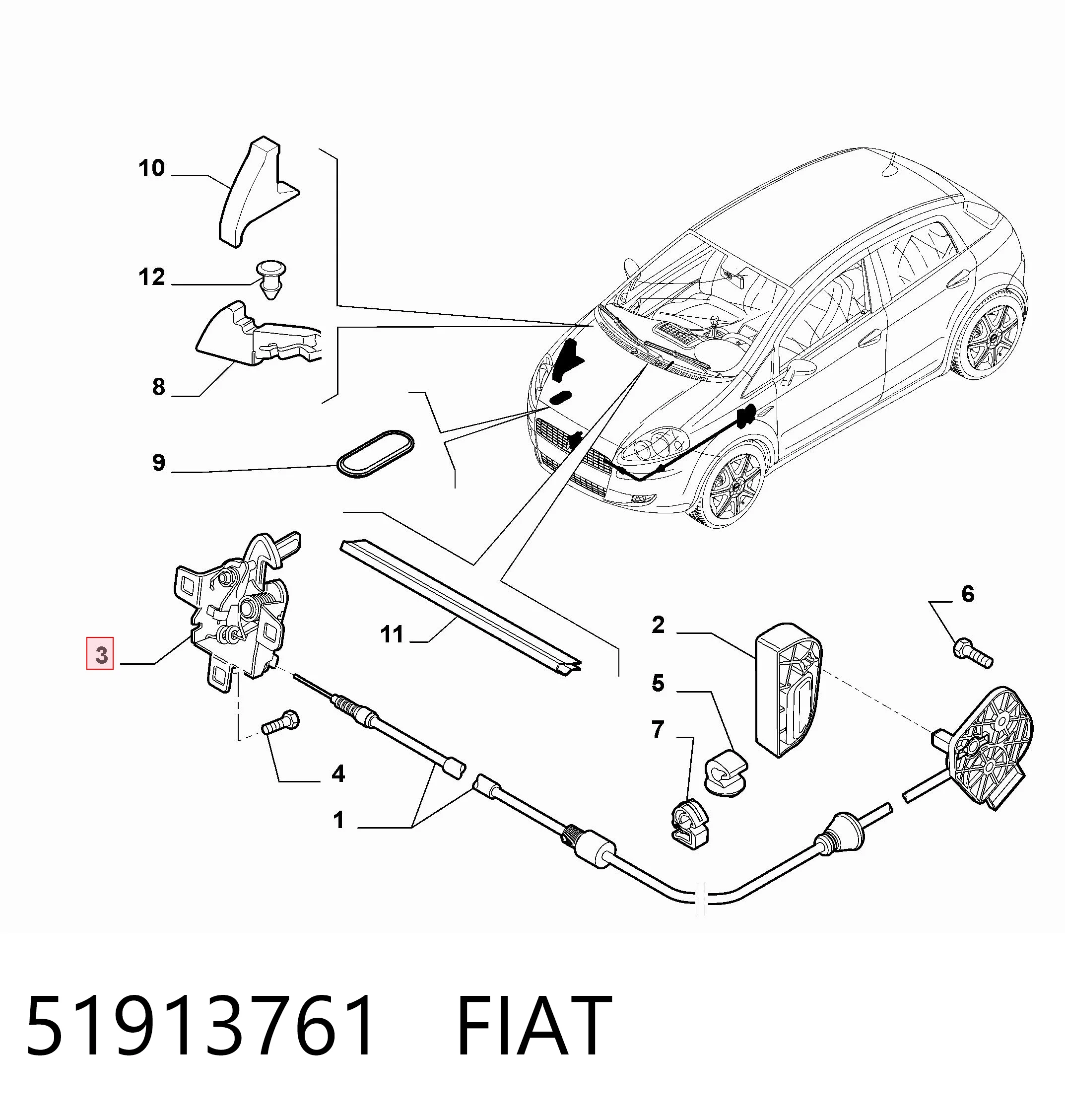 Fecho da capota para Fiat Punto GRAND 199