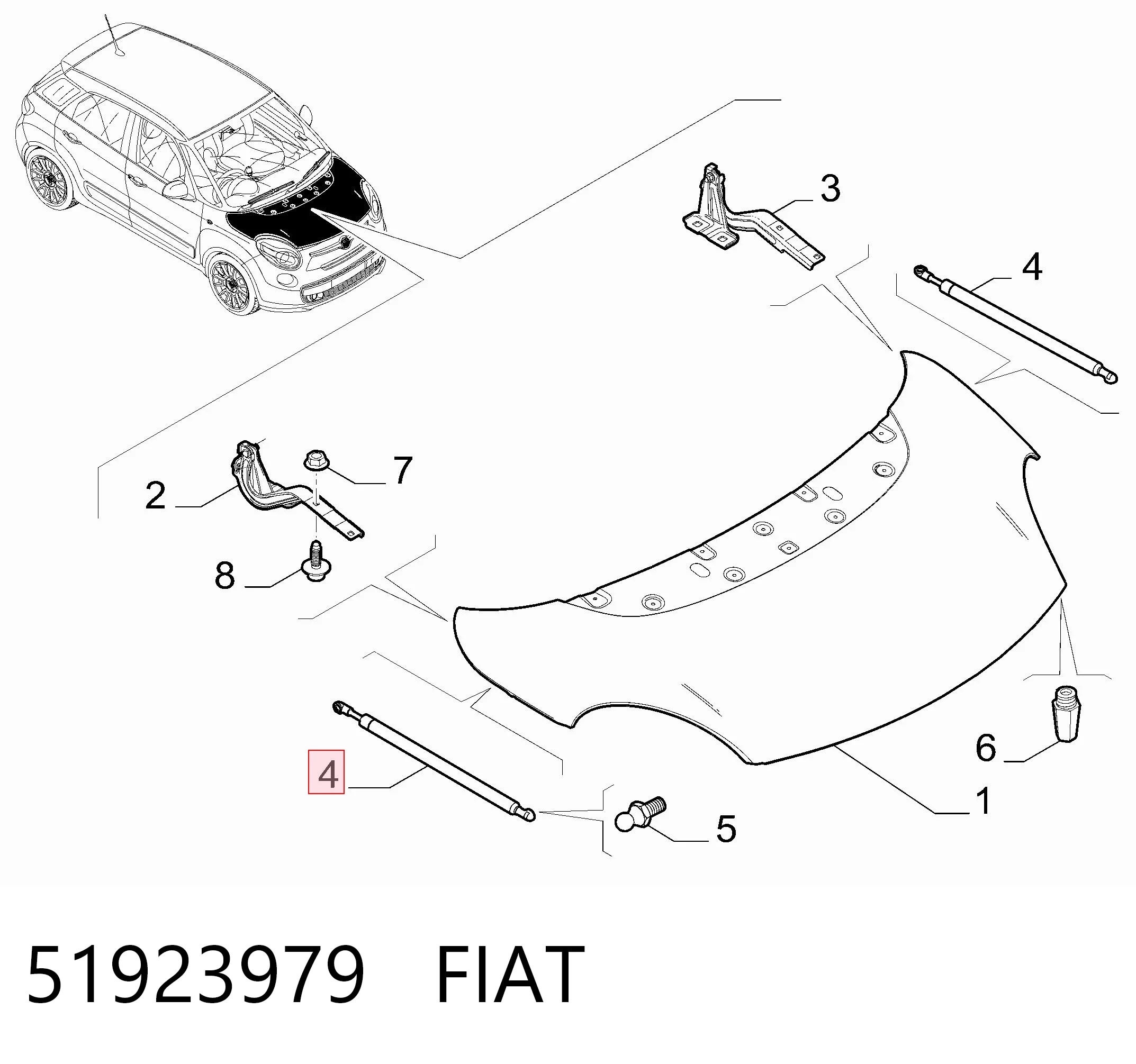 51923979 Fiat/Alfa/Lancia Amortecedor da capota
