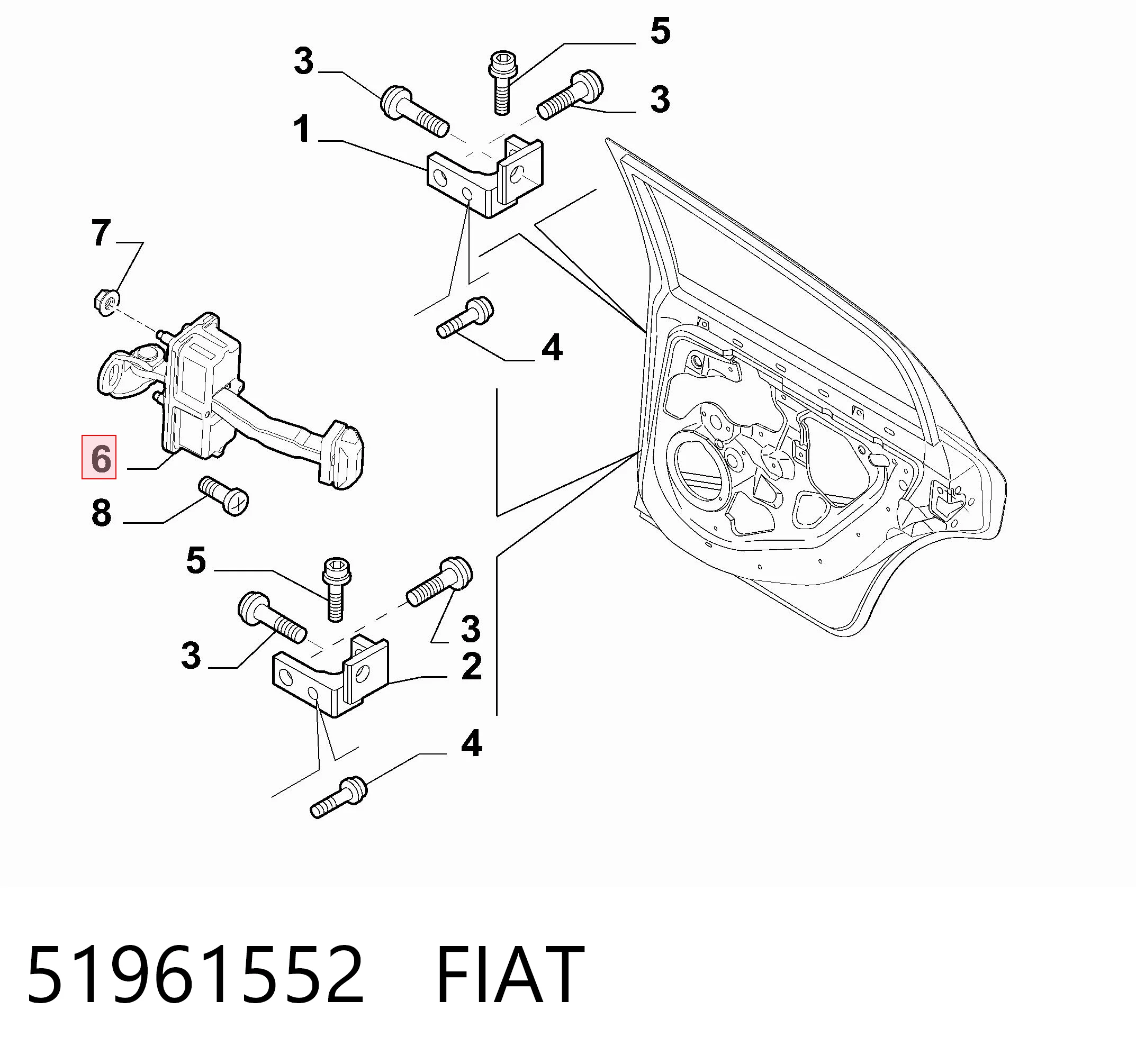 51961552 Fiat/Alfa/Lancia Limitador traseiro de abertura de porta