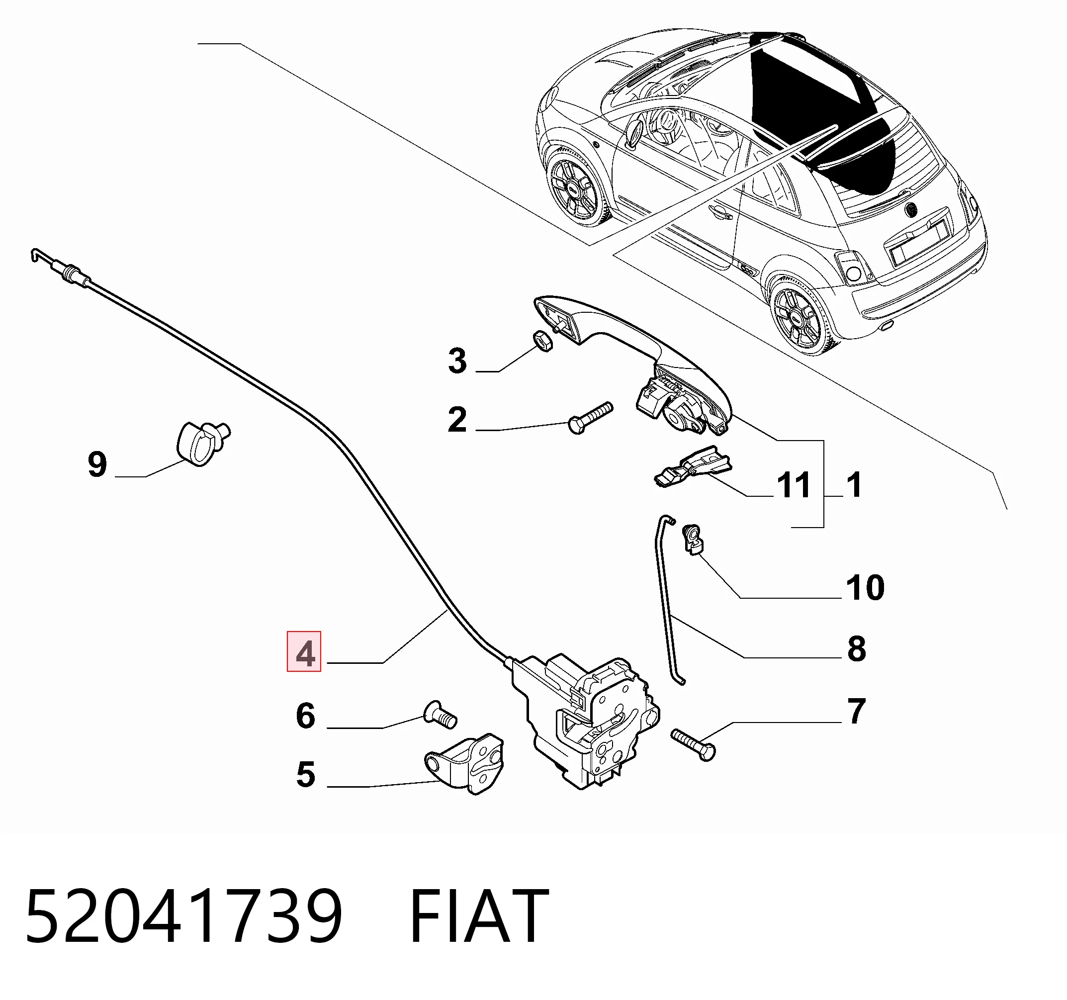 Fecho da porta dianteira esquerda Fiat 500 preço, a partir de 44,27 USD