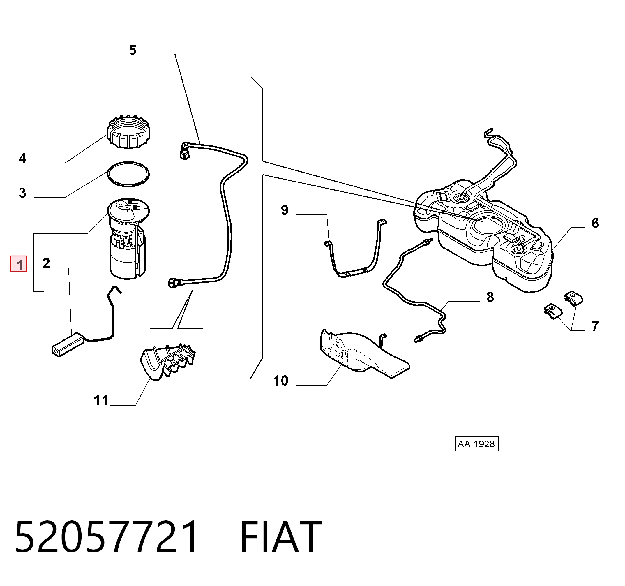 52057721 Fiat/Alfa/Lancia Módulo de bomba de combustível com sensor do nível de combustível