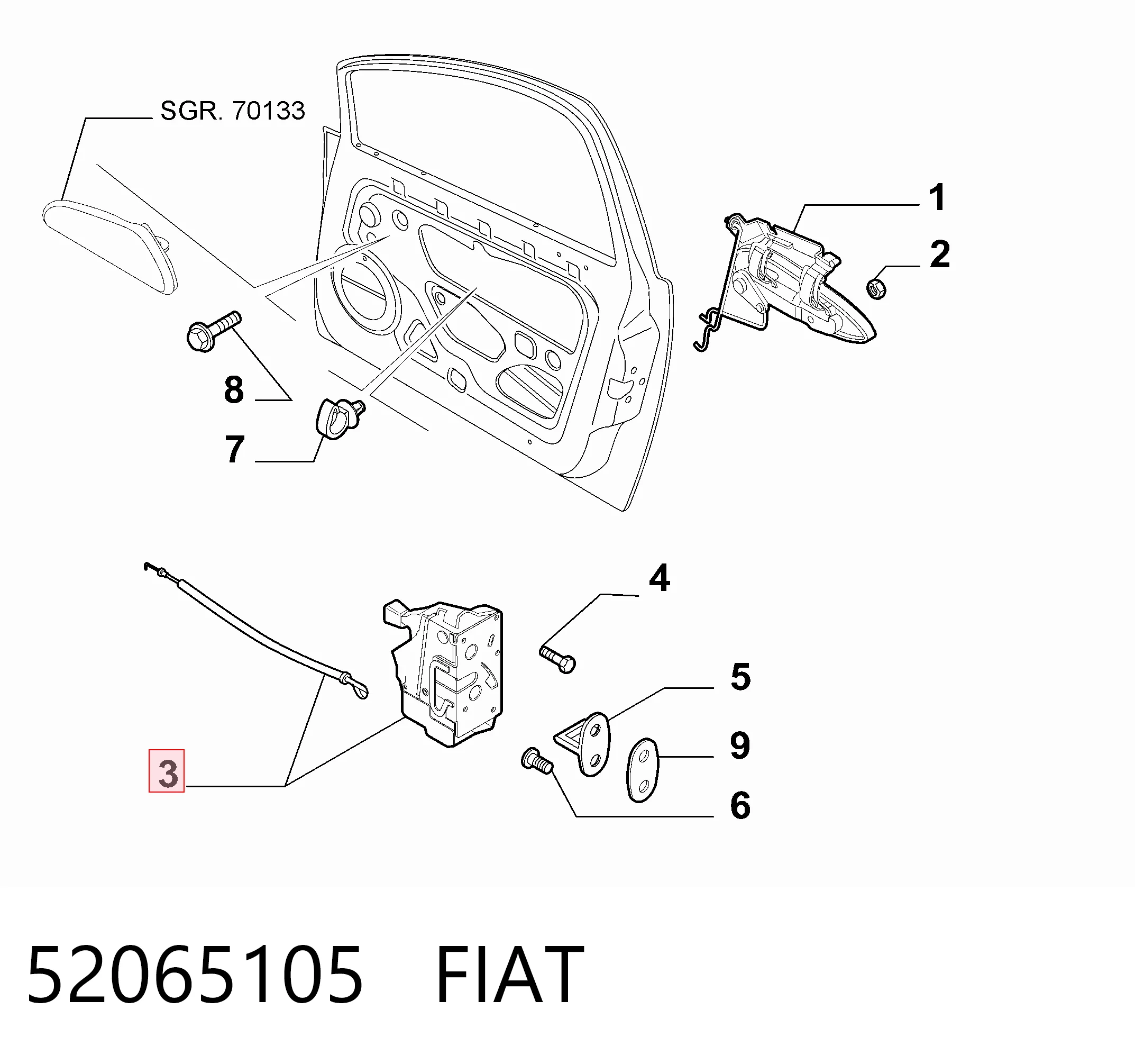 52065105 Fiat/Alfa/Lancia Fecho da porta dianteira esquerda