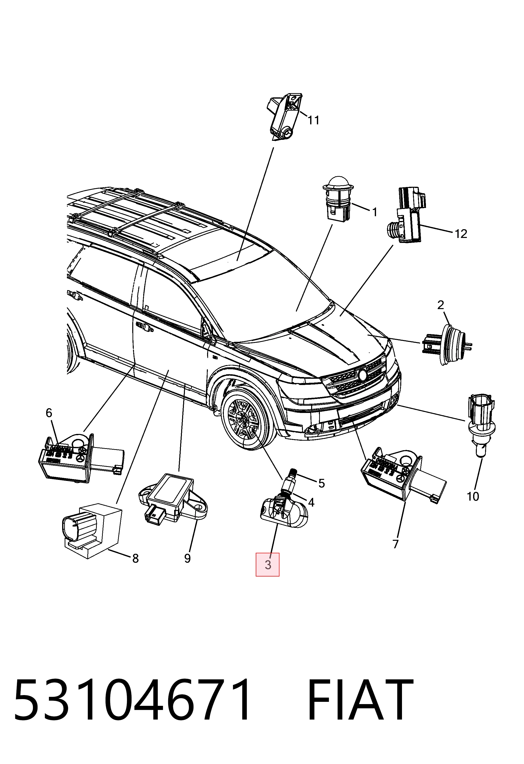 53104671 Fiat/Alfa/Lancia Sensor de pressão de ar nos pneus