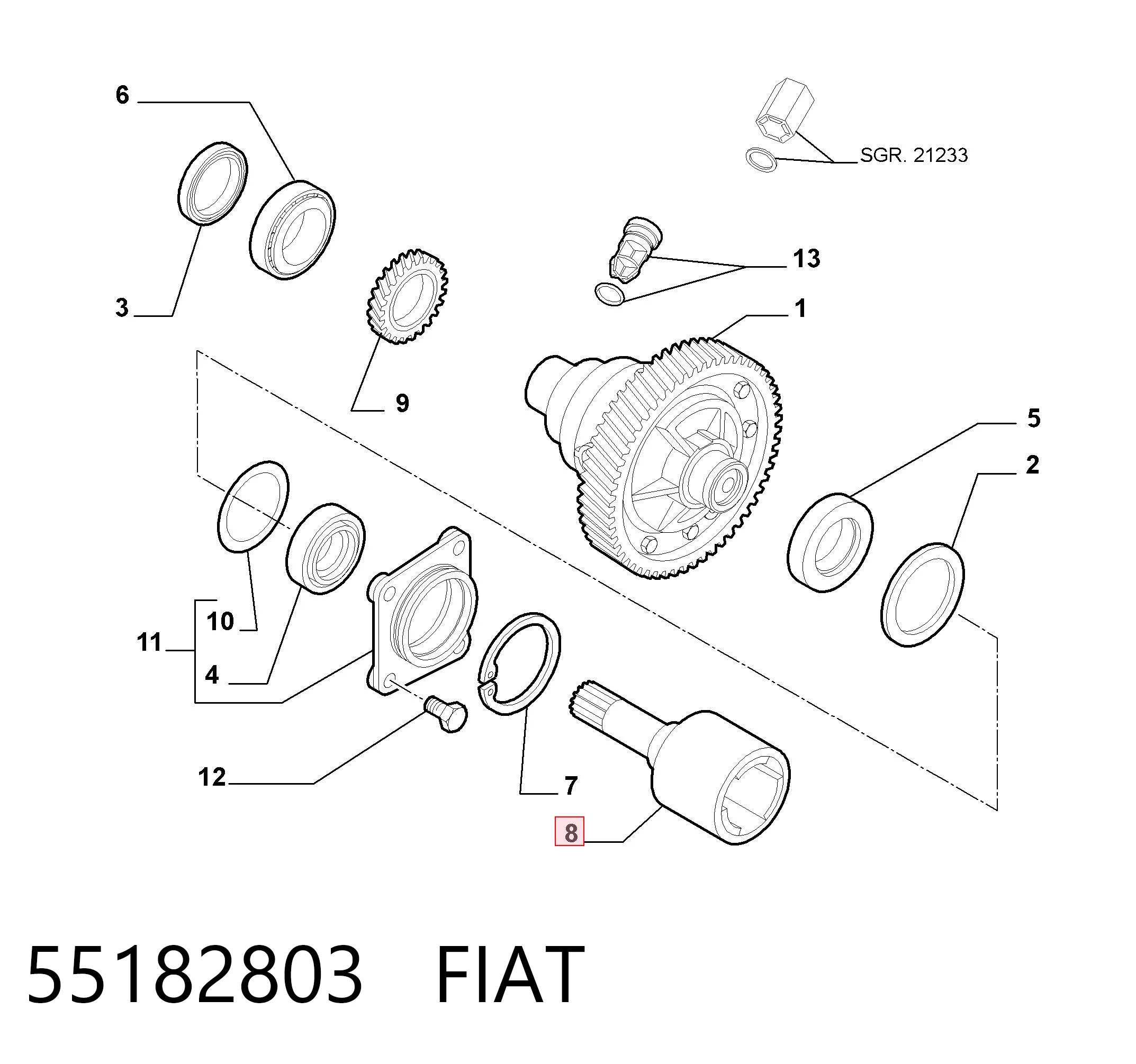 Junta homocinética interna dianteira 55182803 General Motors