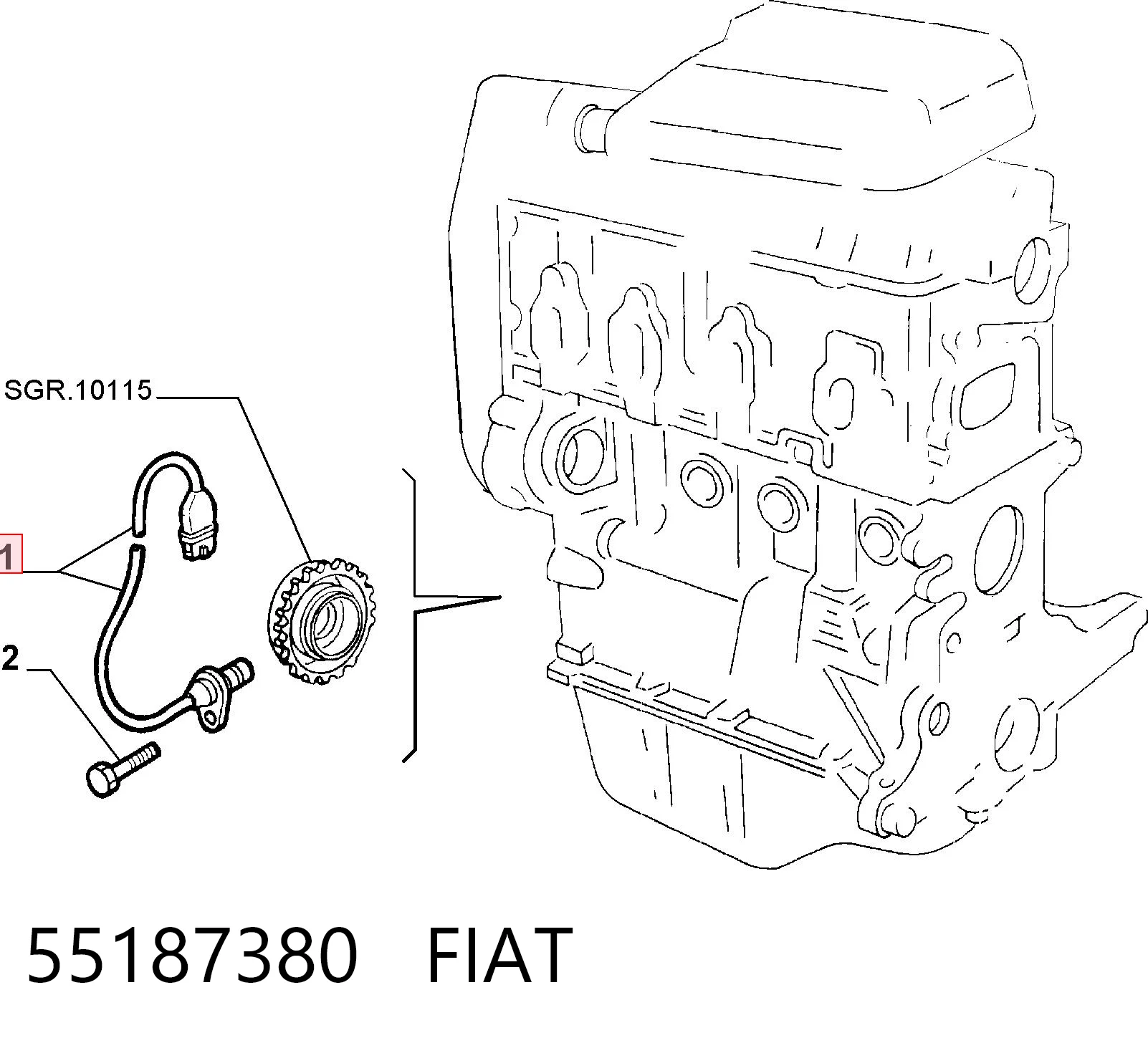 55187380 Fiat/Alfa/Lancia Sensor de posição (de revoluções) de cambota