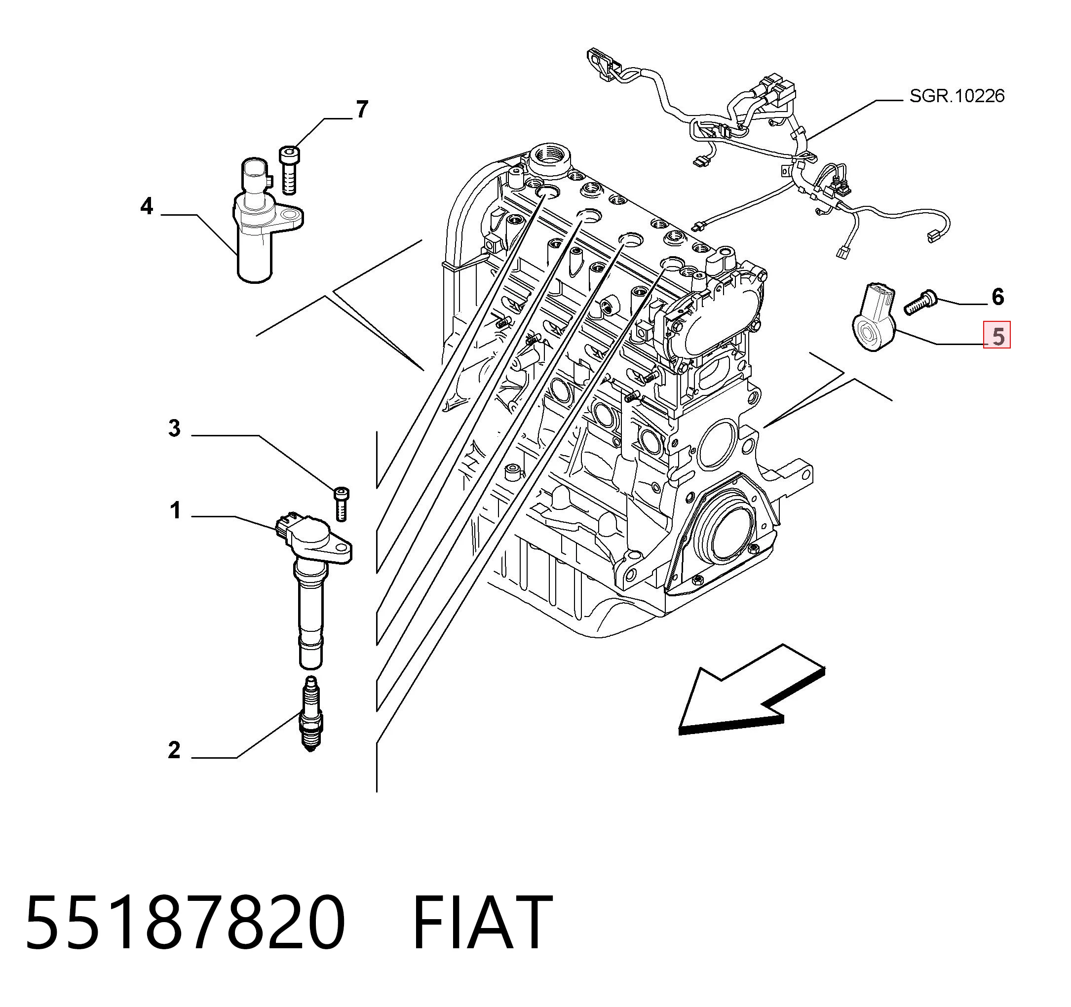 55187820 Fiat/Alfa/Lancia Sensor de detonação