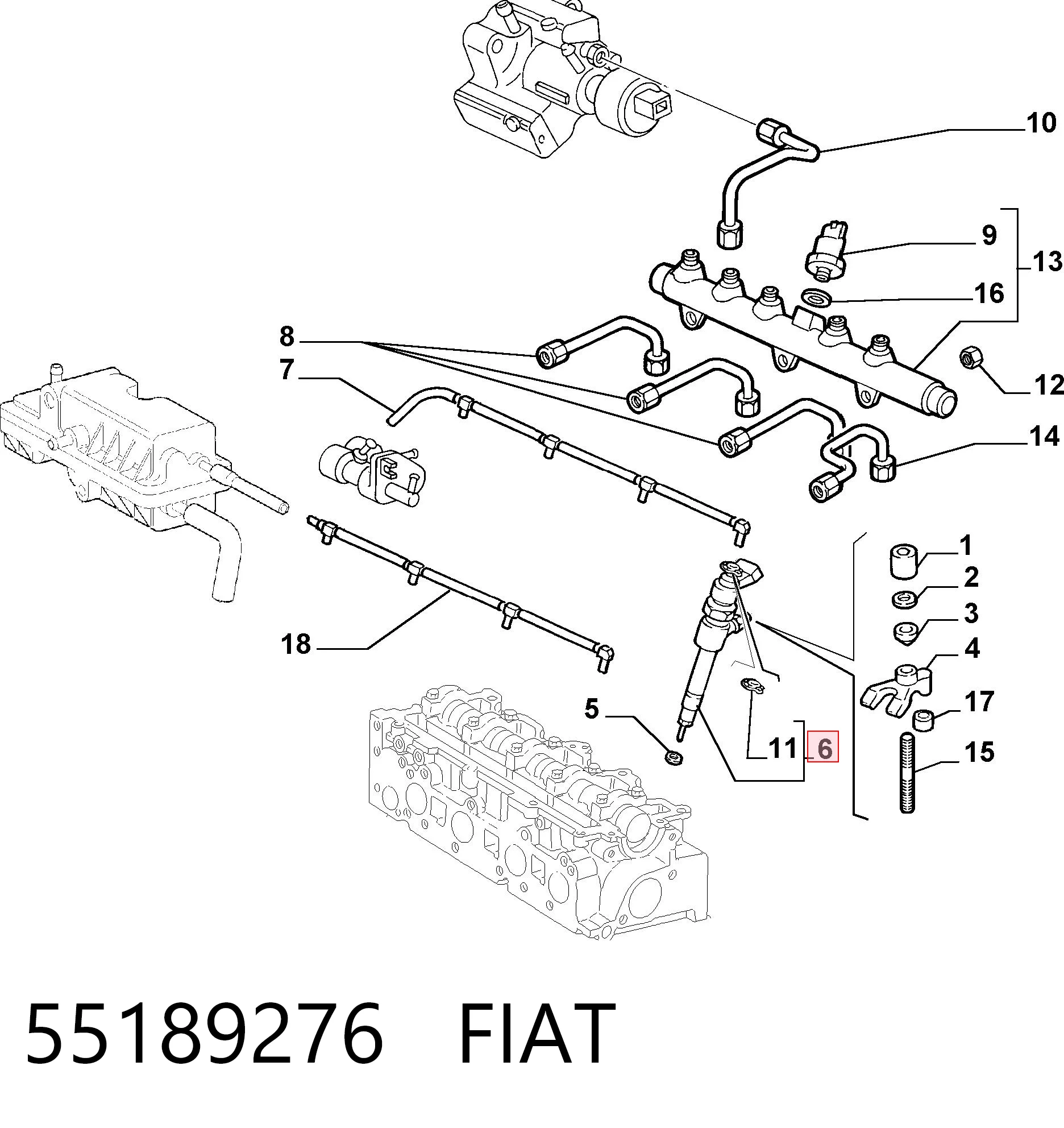 Injetor de injeção de combustível Fiat Punto II 188