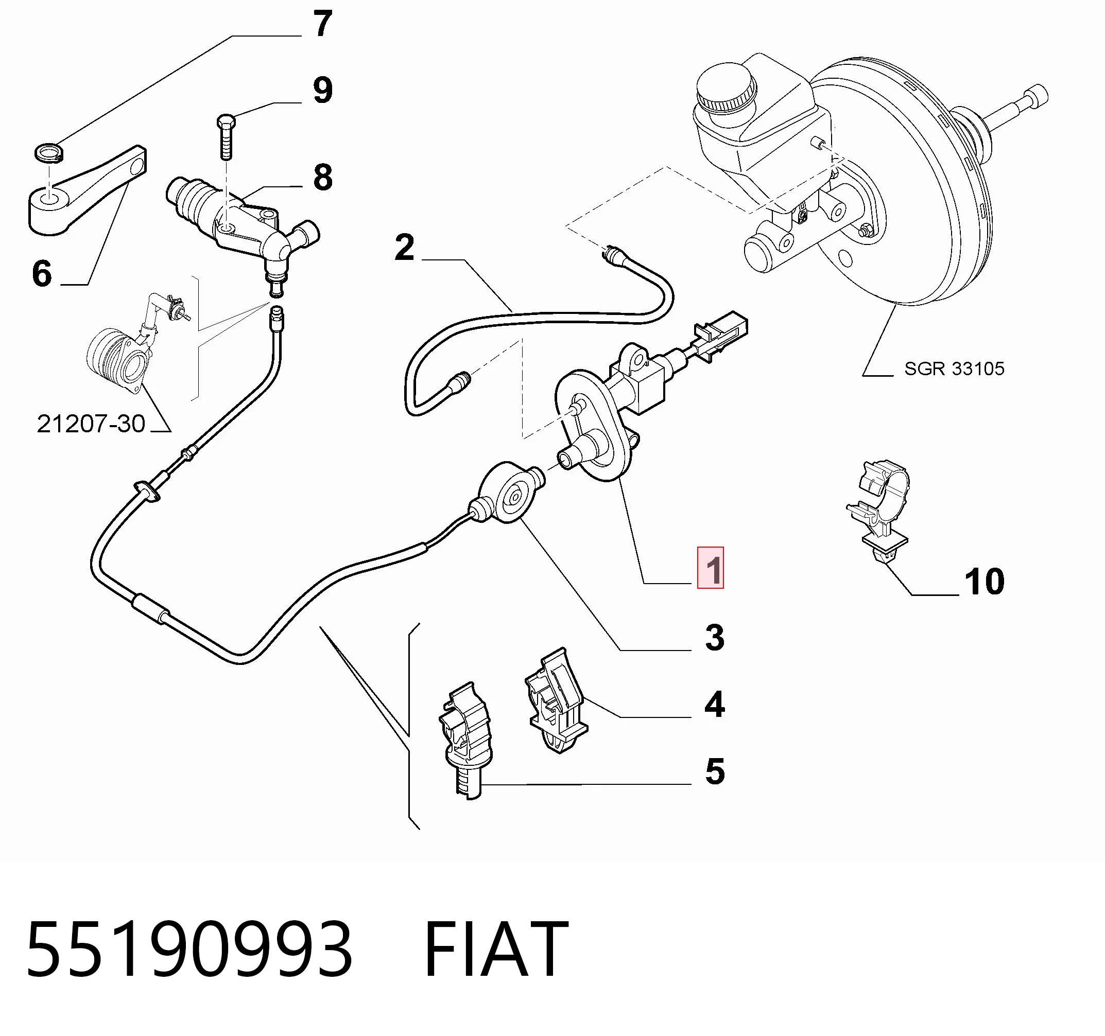 55190993 Fiat/Alfa/Lancia Cilindro mestre de embraiagem
